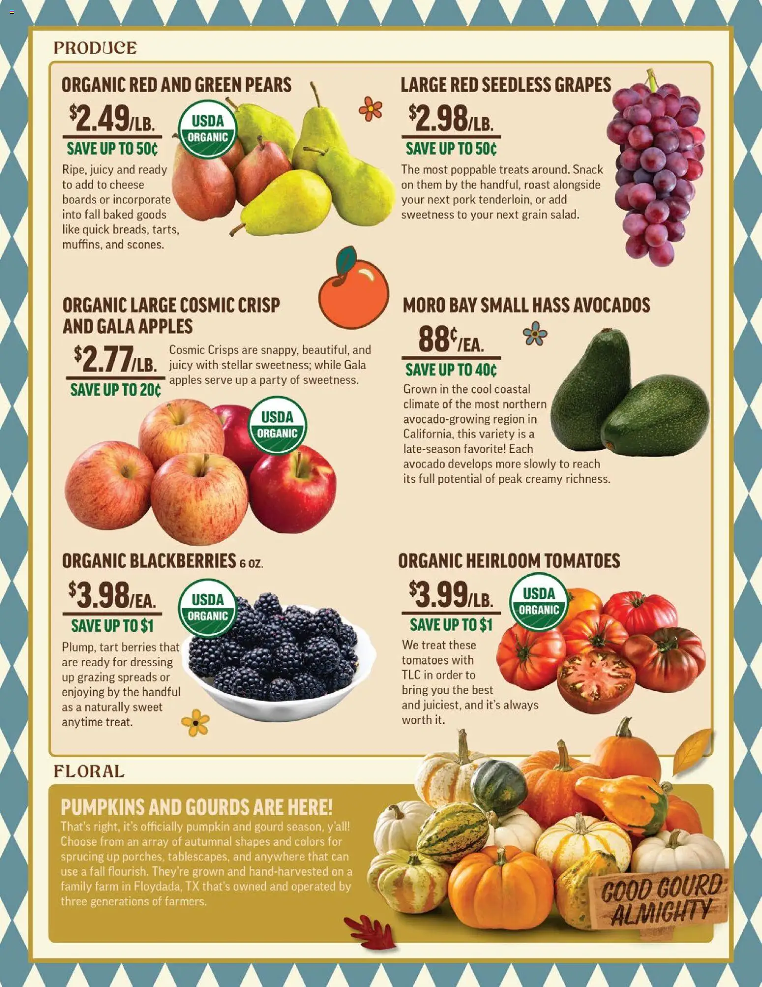 Central Market Weekly Ad - valid from 09/09/2026 | Page: 2 | Products: Berries, Tomatoes, Pumpkin, Grapes