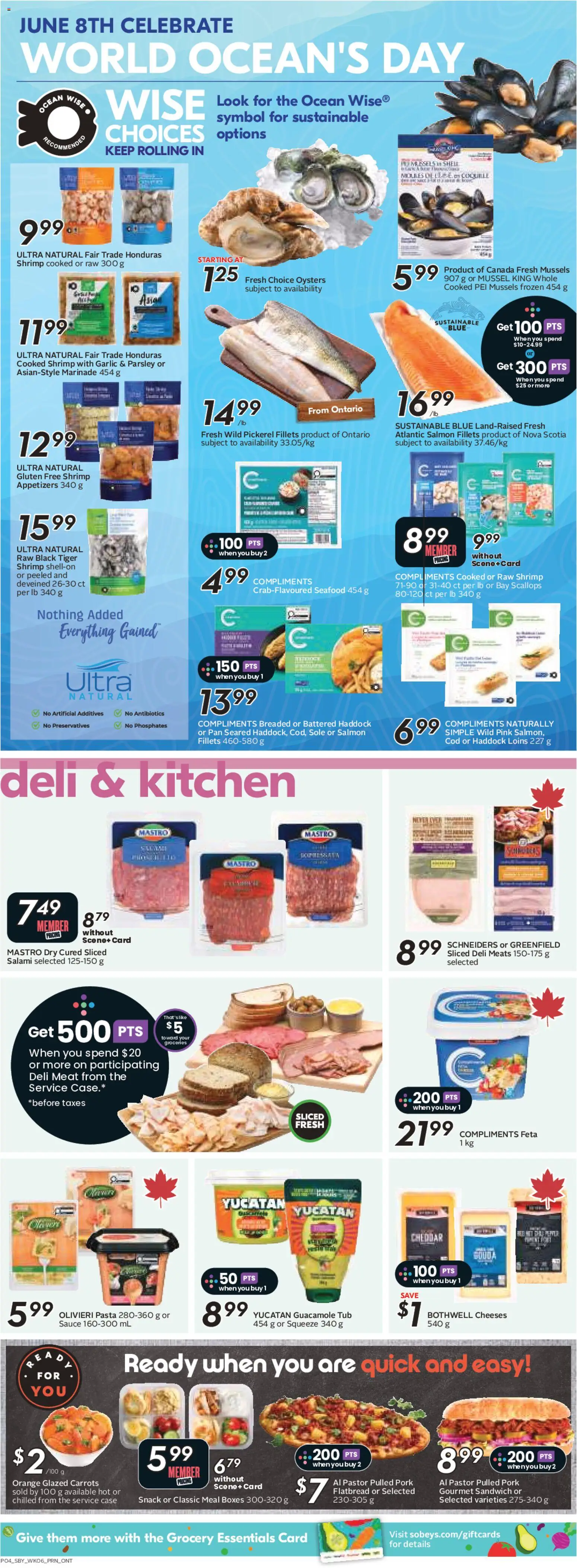 Sobeys flyer valid from 04.06.2026 | Page: 7 | Products: Pasta, Case, Salami, Pork