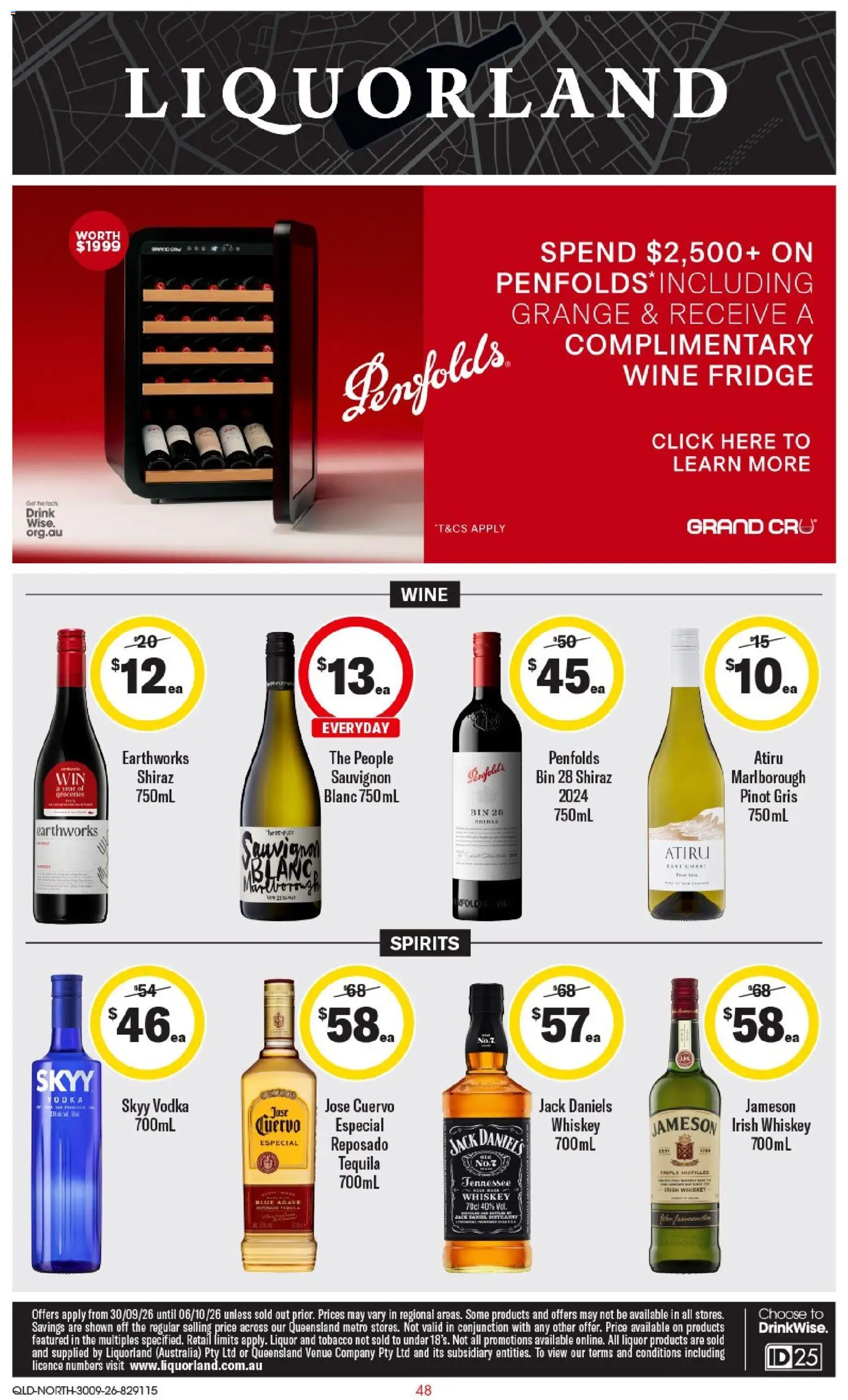 Liquorland catalogue - valid from 30/09/2026 | Page: 1 | Products: Tequila, Whiskey, Fridge, Jack Daniel’s