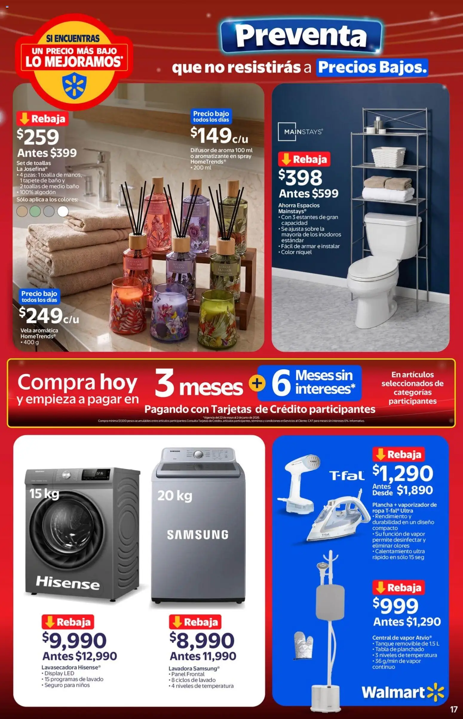 Nuevas ofertas de Walmart válidas en toda la República Mexicana desde el 22.05.2026. ¡Encuentra las mejores ofertas en Walmart folleto Preventa gue no resistirás a precios bajos! | Página: 17