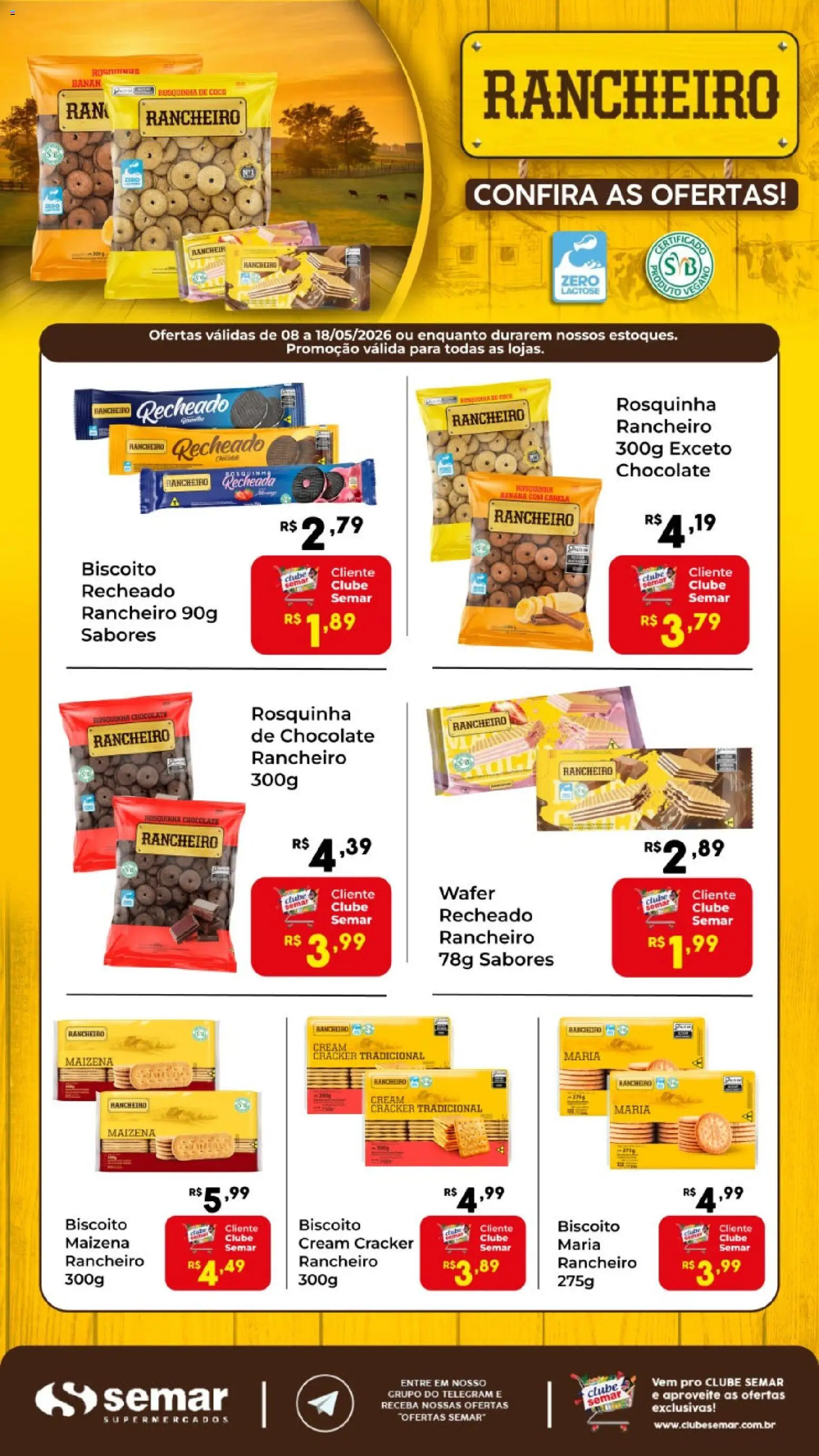 Semar Supermercado Folheto - válido de 08.05.2026 | Página: 1 | Produtos: Chocolate, Rosquinha, Cream cracker, Canela