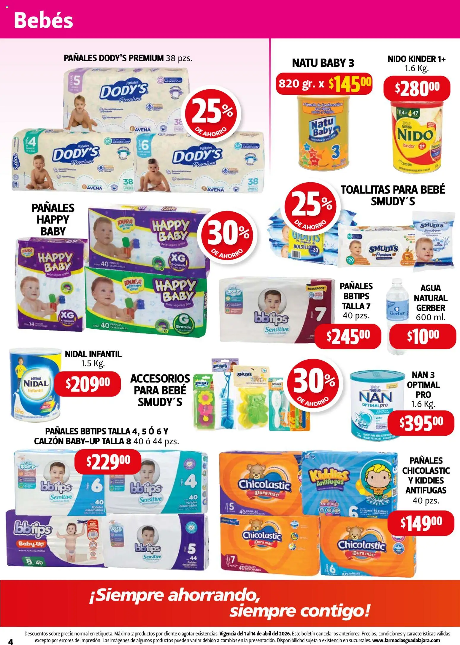 Nuevas ofertas de Farmacia Guadalajara válidas en toda la República Mexicana desde el 01.04.2026. ¡Encuentra las mejores ofertas en Farmacia Guadalajara catálogo! | Página: 4 | Productos: Calzón, Agua, Pañales, Sobre