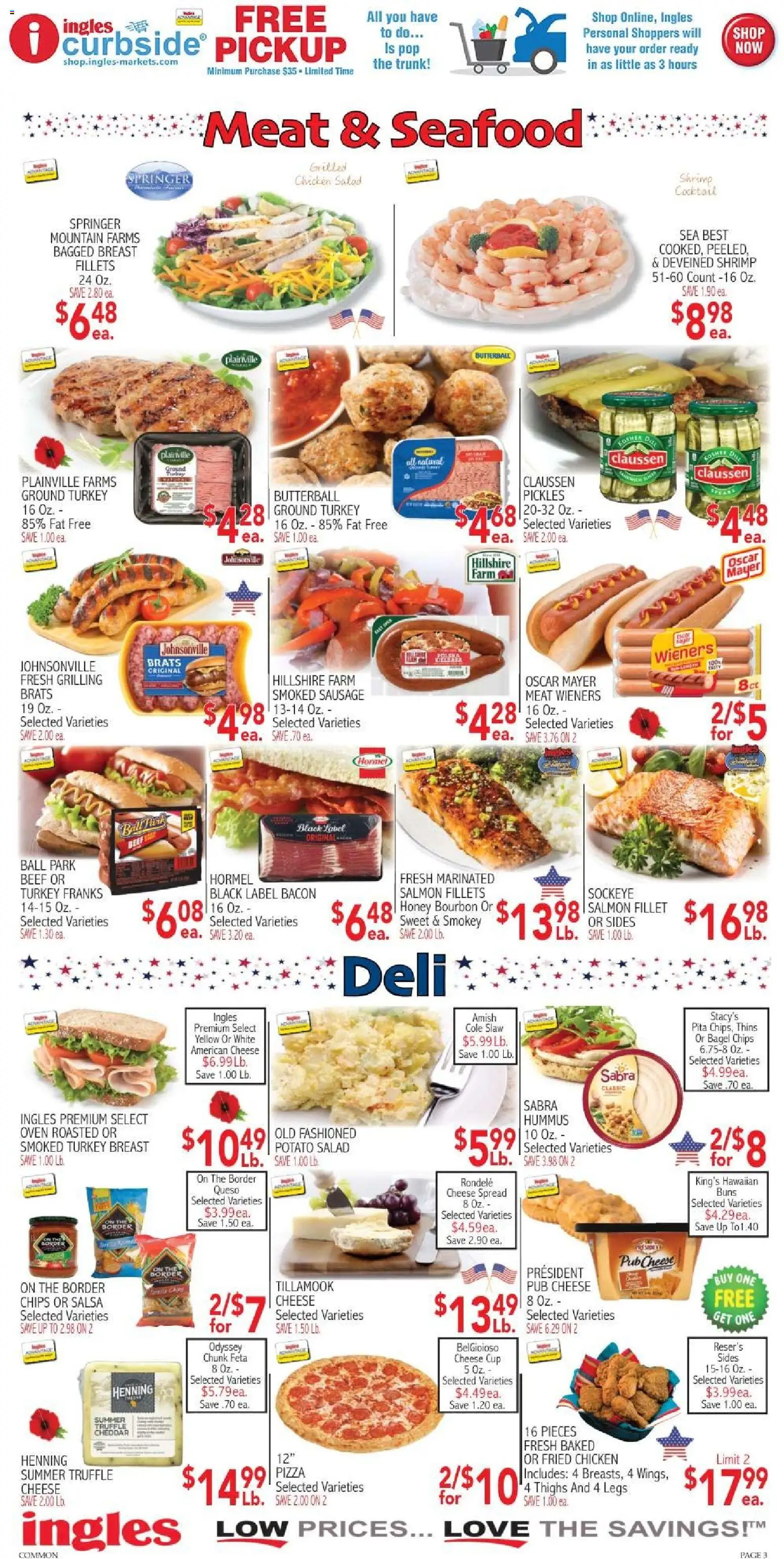 Ingles Weekly Ad - valid from 27.05.2026 | Page: 3 | Products: Cheese, Chips, Salad, Sausage