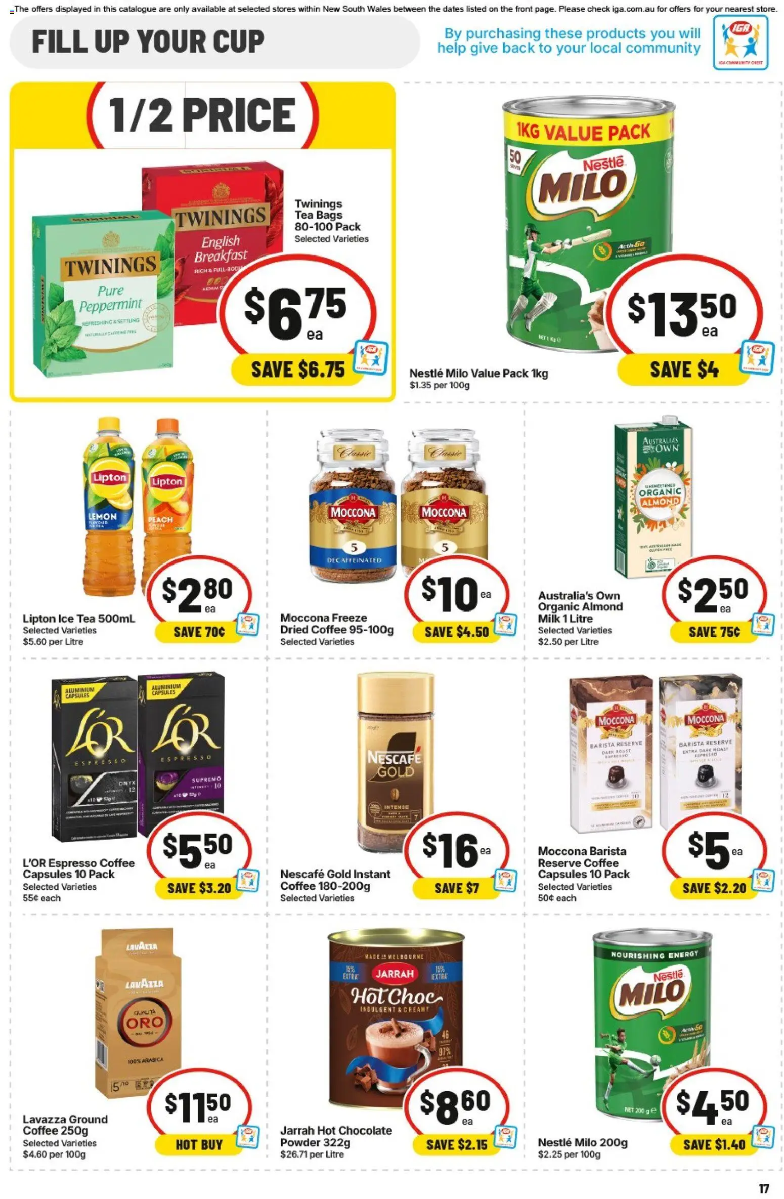 IGA catalogue - valid from 03.06.2026 | Page: 17 | Products: Milk, Coffee, Peach, Moccona