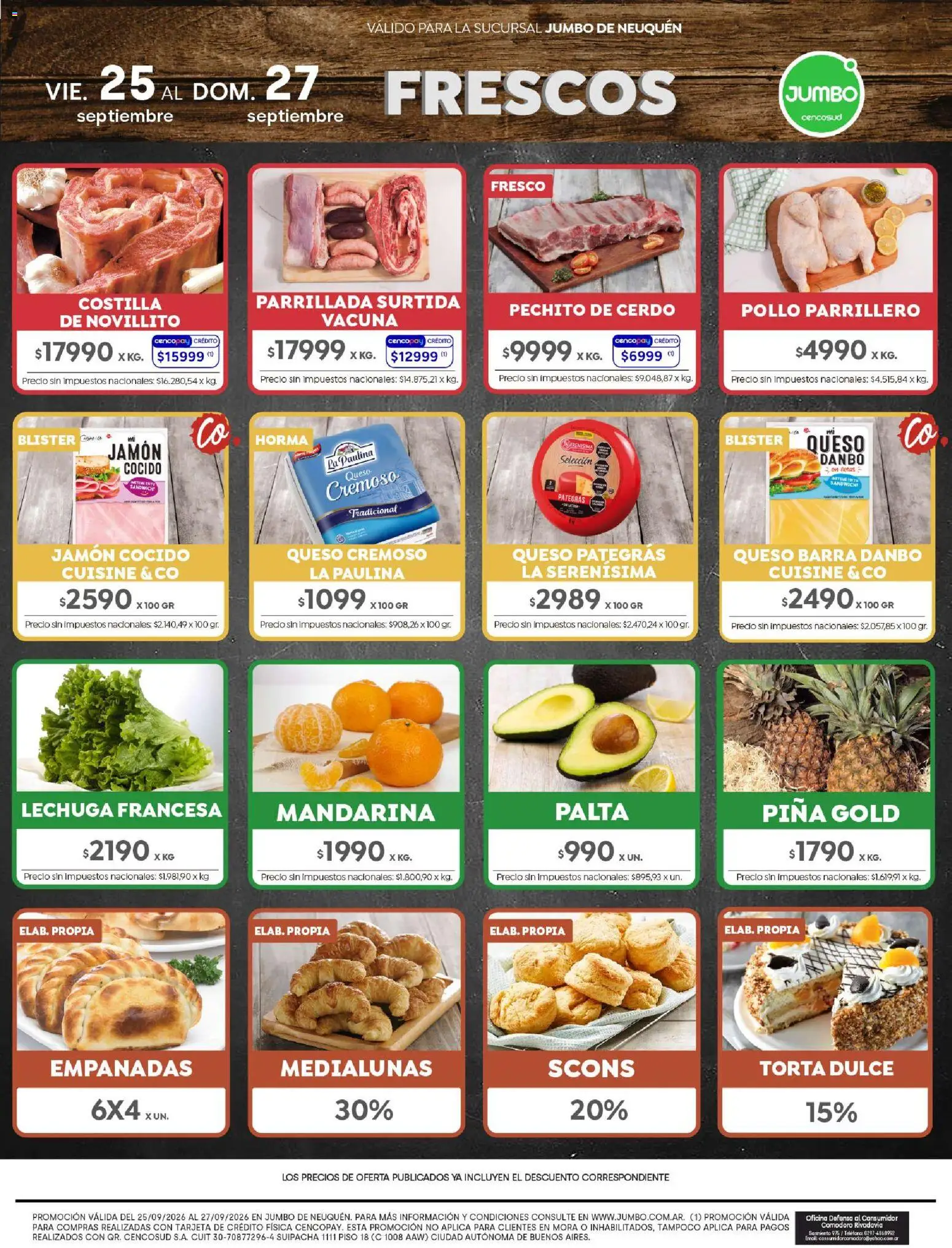 Jumbo - Ofertas | Neuquén │ válido desde el 25/09/2026 | Página: 8 | Productos: Teléfono, Dulce, Torta, Cerdo