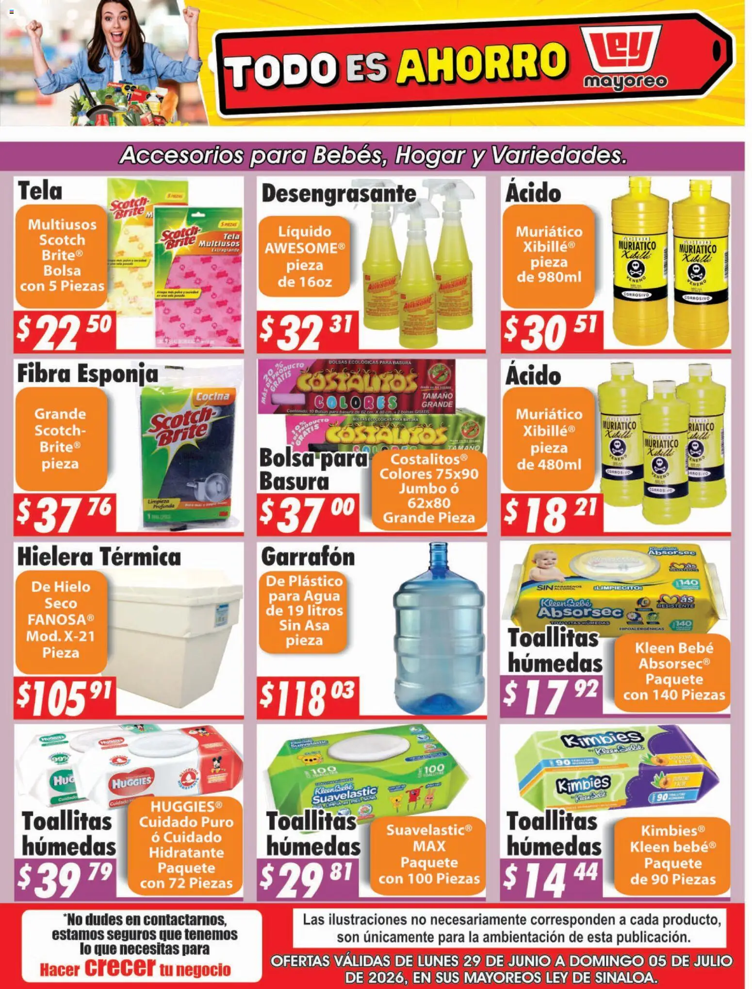 Nuevas ofertas de Casa Ley válidas en toda la República Mexicana desde el 29/06/2026. ¡Encuentra las mejores ofertas en Casa Ley folleto Sinaloa! | Página: 1 | Productos: Bolsa, Esponja, Toallitas húmedas, Hielera