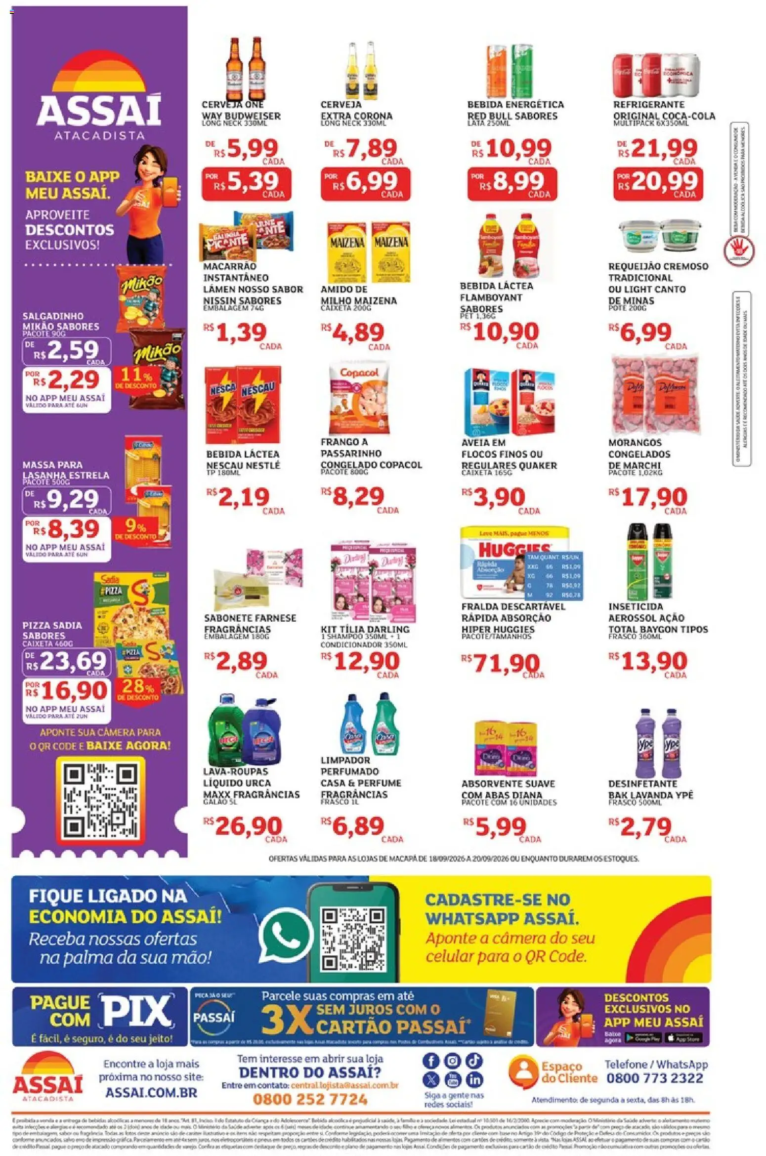 Assaí Atacadista Folheto - válido de 18/09/2026 | Página: 2 | Produtos: Massa, Telefone, Frango, Absorvente