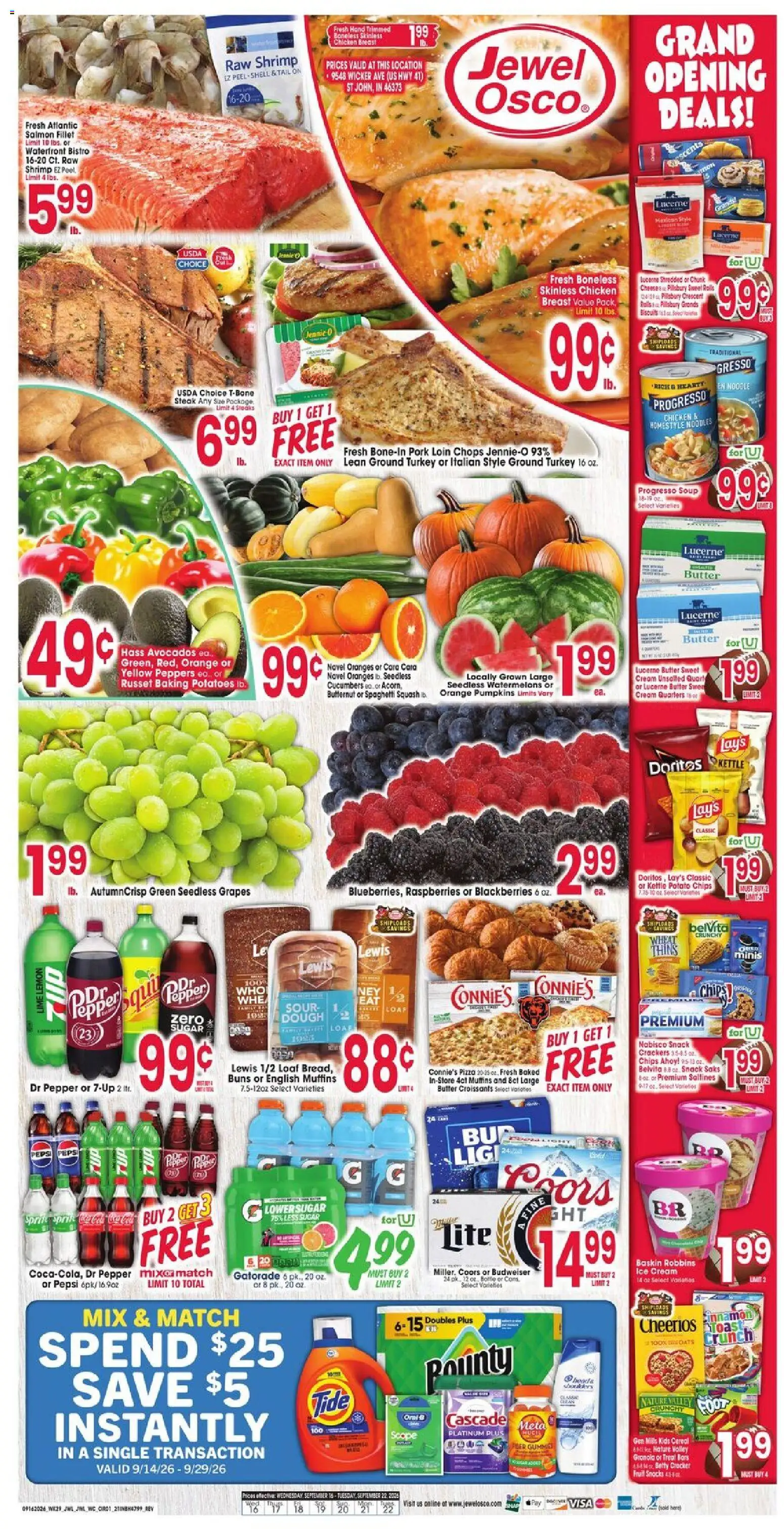 Jewel Osco Weekly Ad - IN - valid from 09/16/2026 | Page: 4 | Products: Cucumbers, Lime, Cereal, Steak