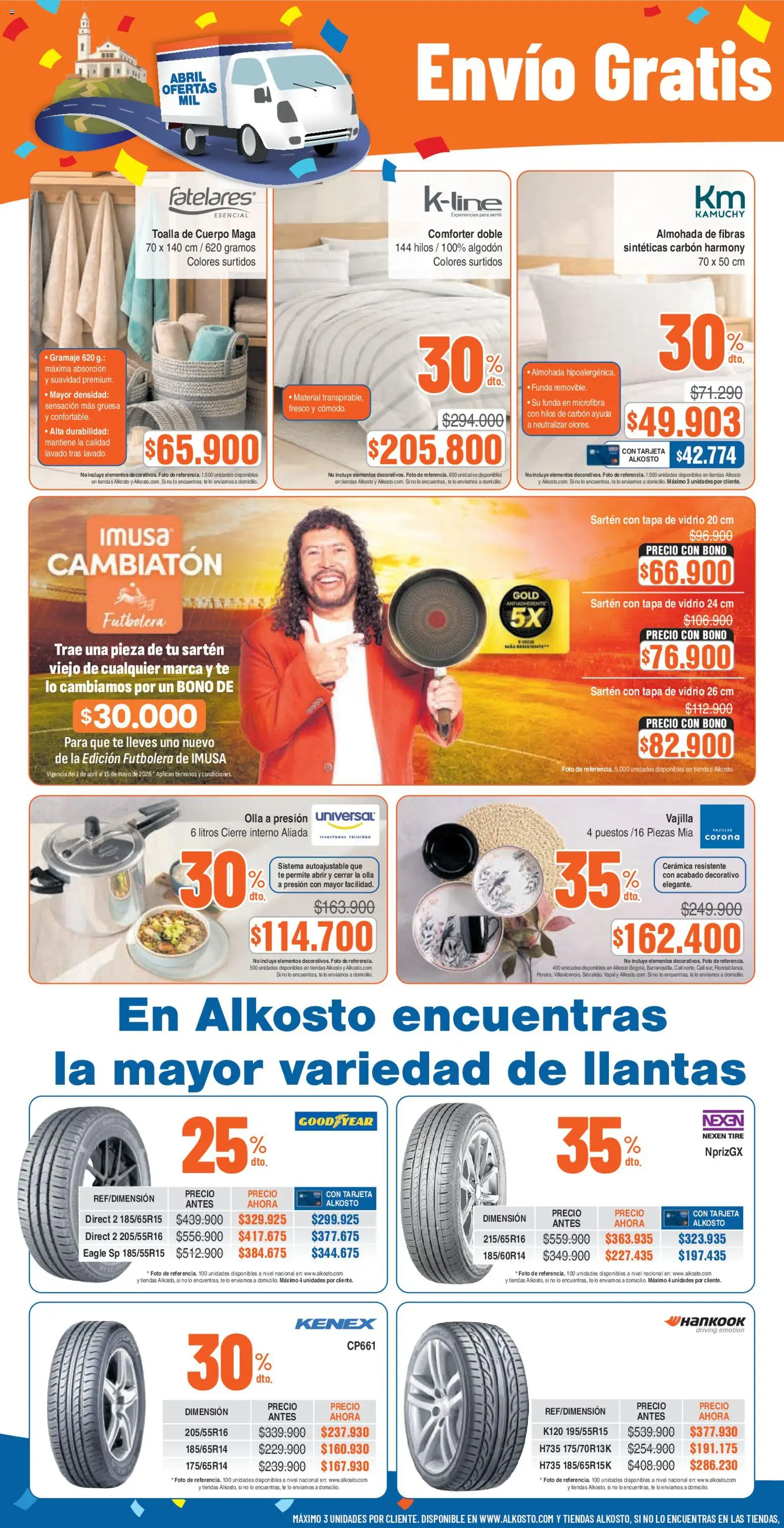Alkosto revista - valida desde el 11.04.2026 | Página: 6 | Productos: Té, Sartén, Almohada, Toalla