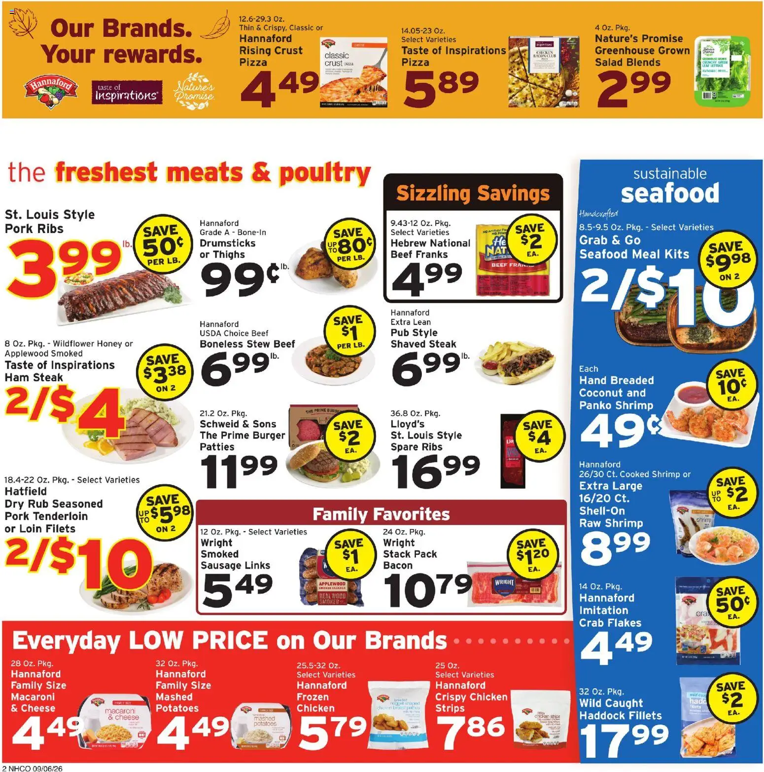 Hannaford Weekly Ad - valid from 09/06/2026 | Page: 2 | Products: Lettuce, Chicken, Flakes, Potatoes