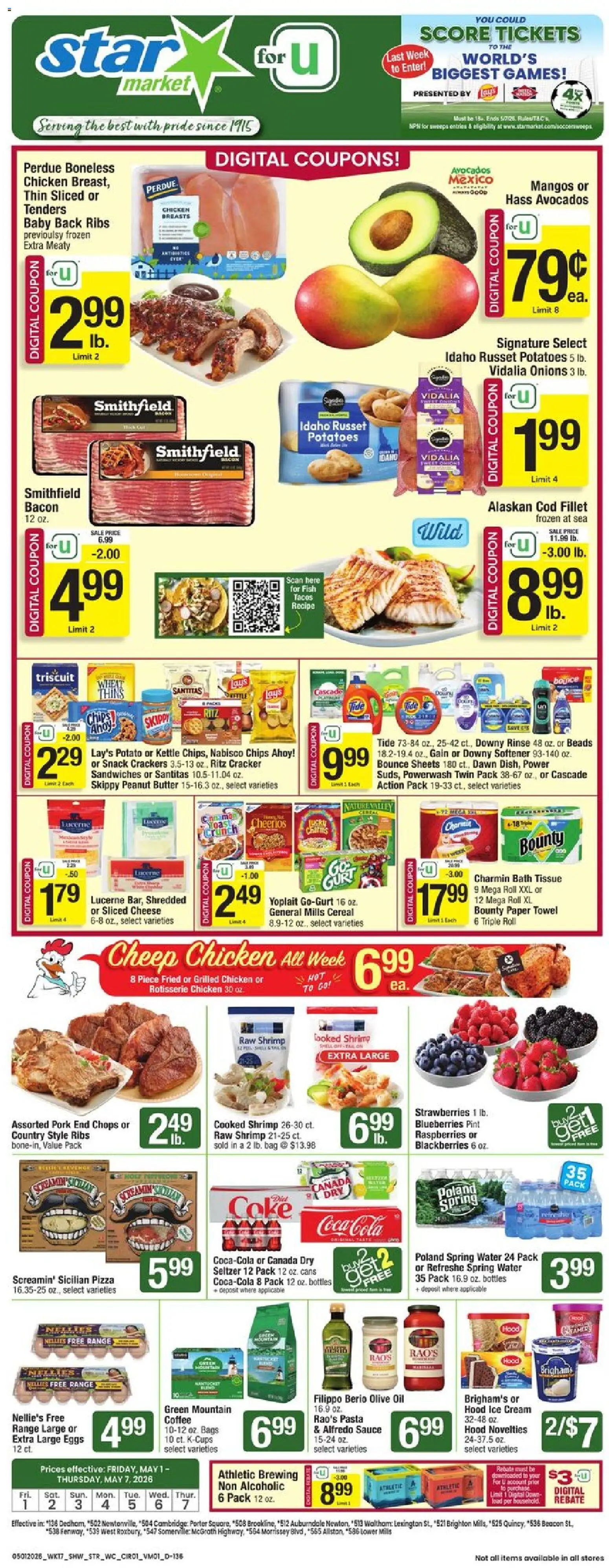 Star Market Weekly Ad - MA - valid from 01.05.2026 | Page: 1 | Products: Eggs, Coffee, Water, Blueberries