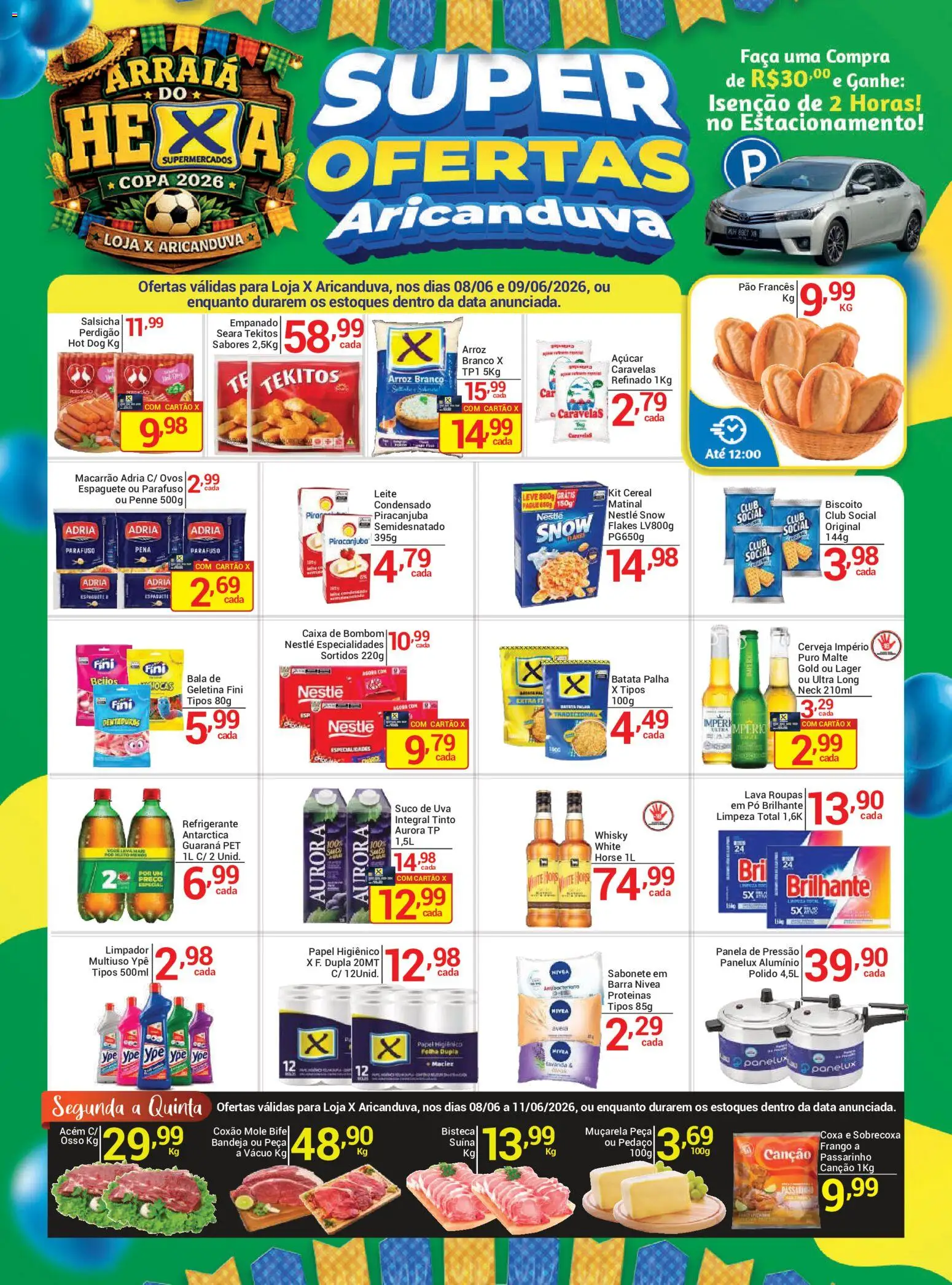 X Supermercados Folheto - válido de 08.06.2026 | Página: 1 | Produtos: Copa, Muçarela, Refrigerante, Papel higiênico