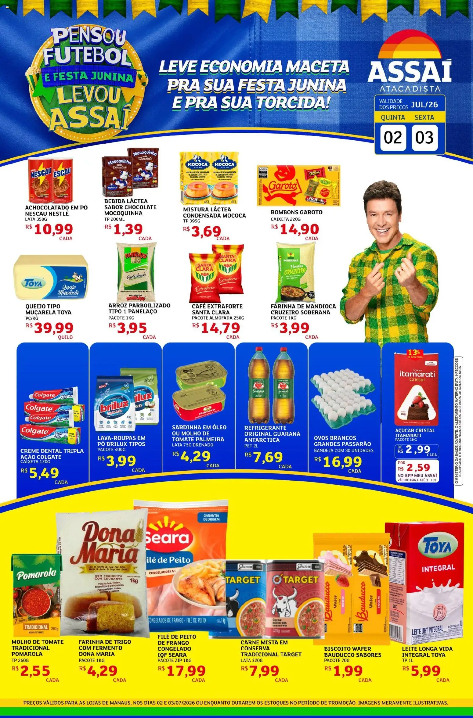 Assaí Atacadista Folheto - válido de 02/07/2026 | Página: 1 | Produtos: Nescau, Leite, Carne, Frango
