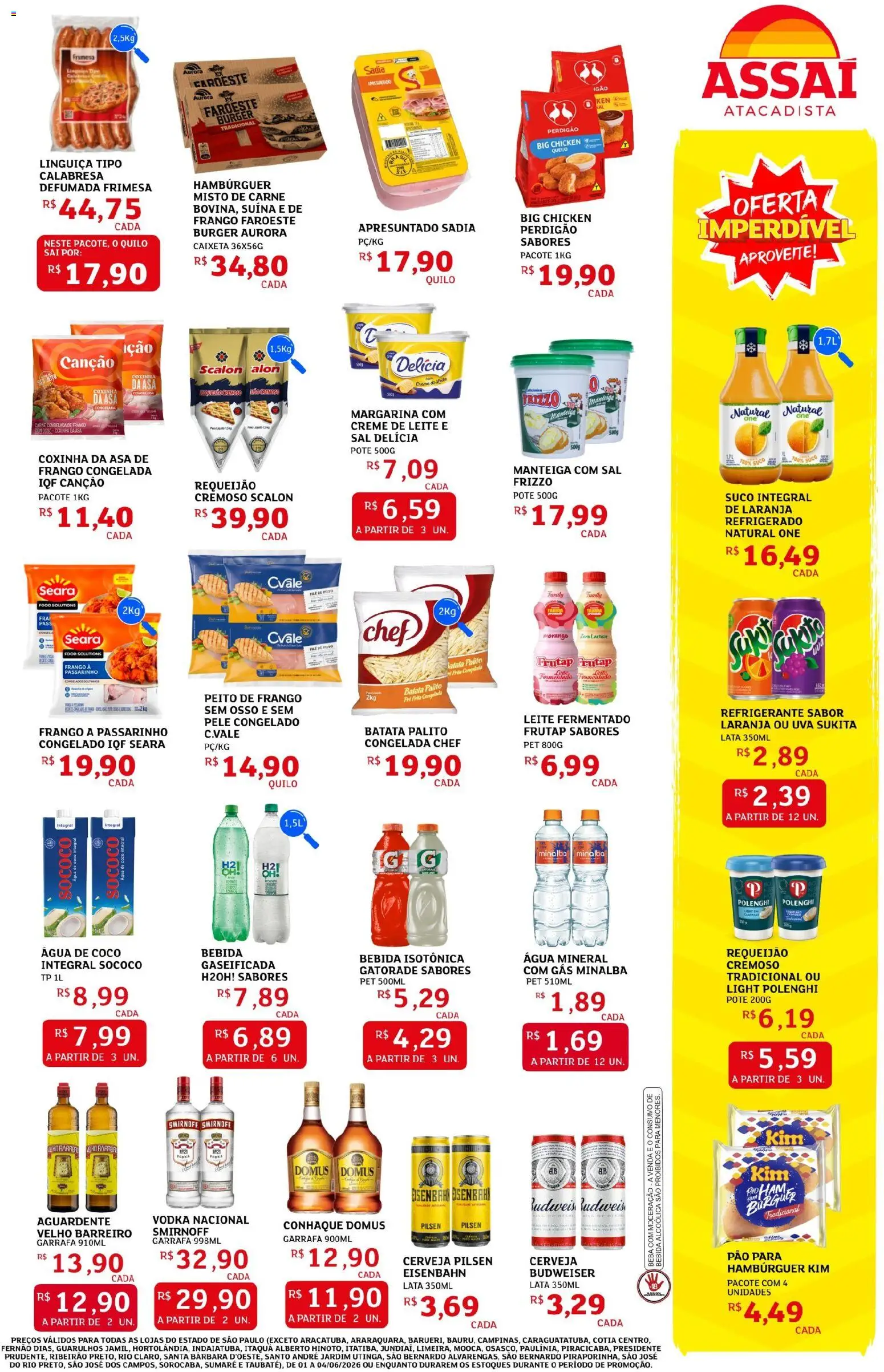 Assaí Atacadista Folheto - válido de 01.06.2026 | Página: 3 | Produtos: Eisenbahn, Suco, Creme de leite, Sal