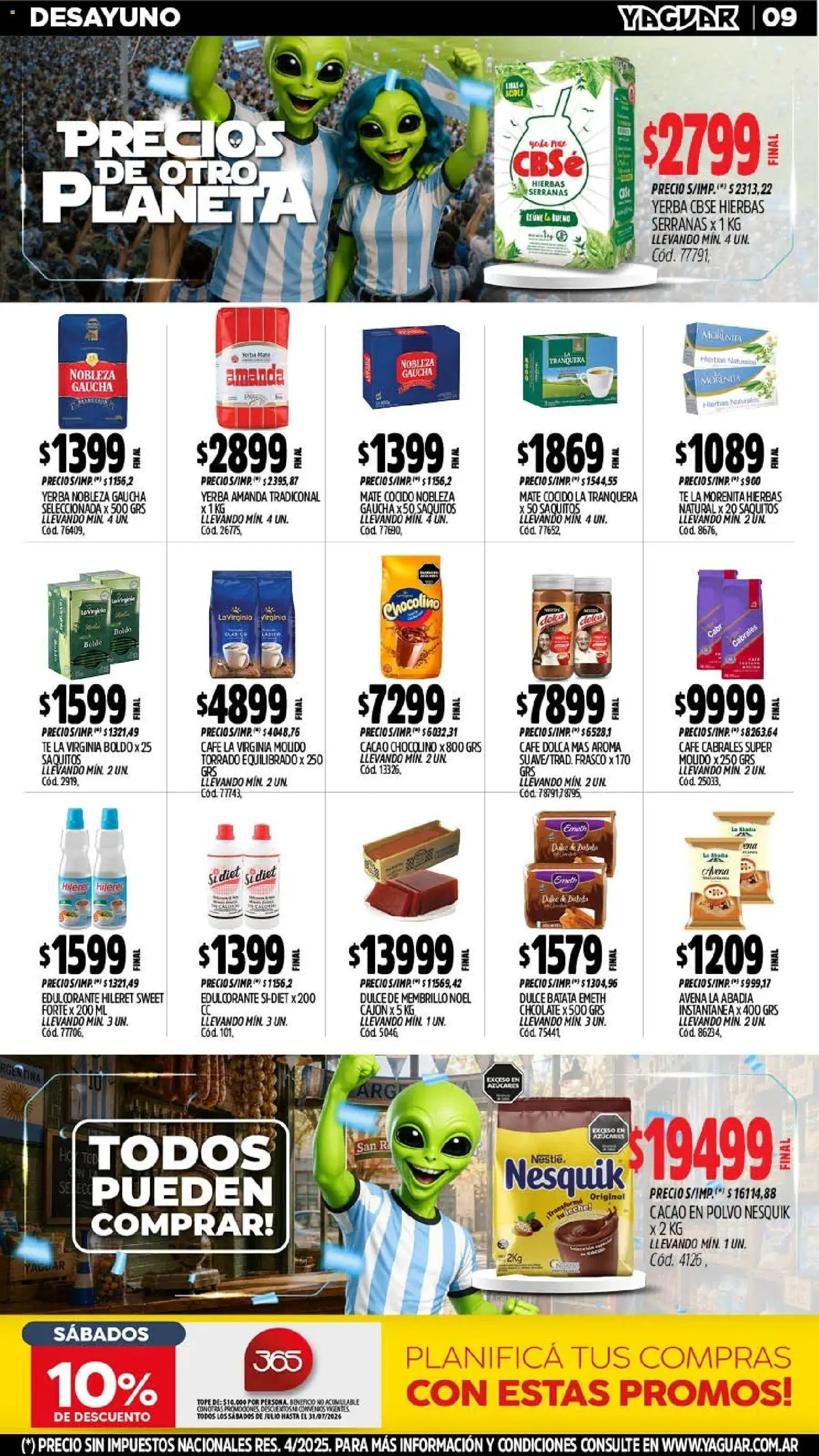 Yaguar - Oferta Semanal Neuquen │ válido desde el 13/07/2026 | Página: 10 | Productos: Batata, Edulcorante, Avena, Torta