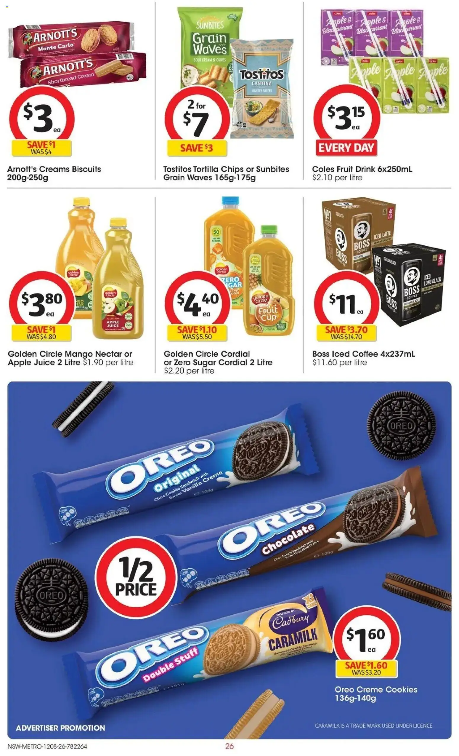 Coles catalogue - valid from 12/08/2026 | Page: 26 | Products: Chocolate, Biscuits, Iced coffee, Vanilla
