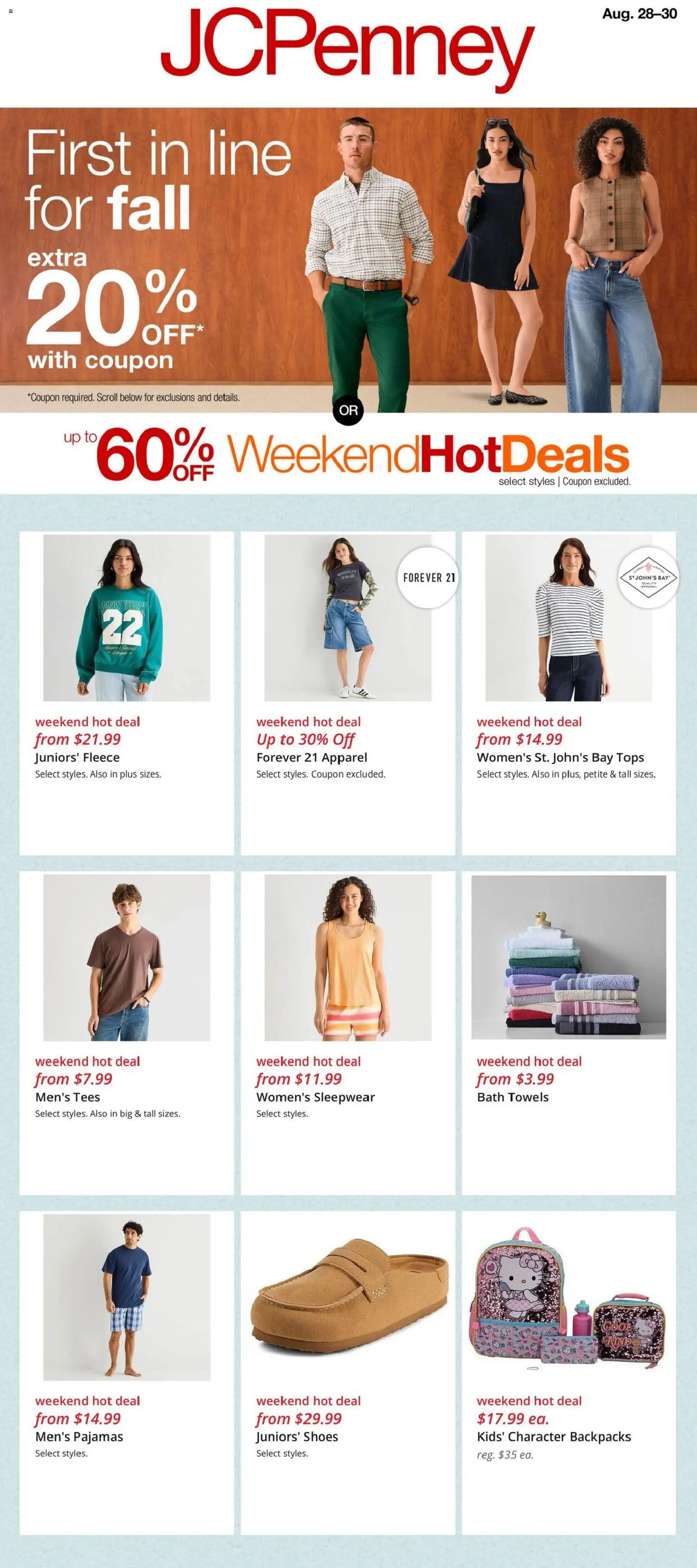 JCPenney Ad - valid from 08/28/2026 | Page: 1 | Products: Bath, Pajamas