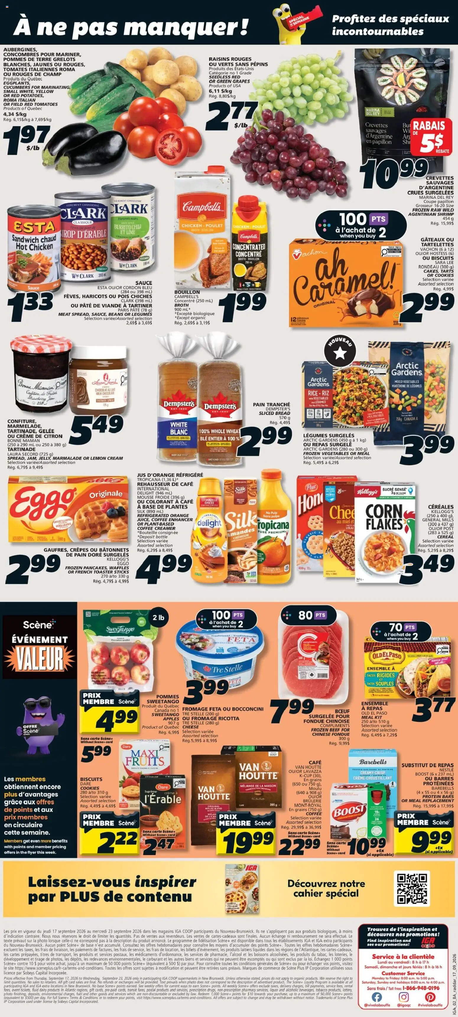 IGA flyer valid from Sep 17, 2026 | Page: 2 | Products: Cucumbers, Pâté, Meat, Legumes