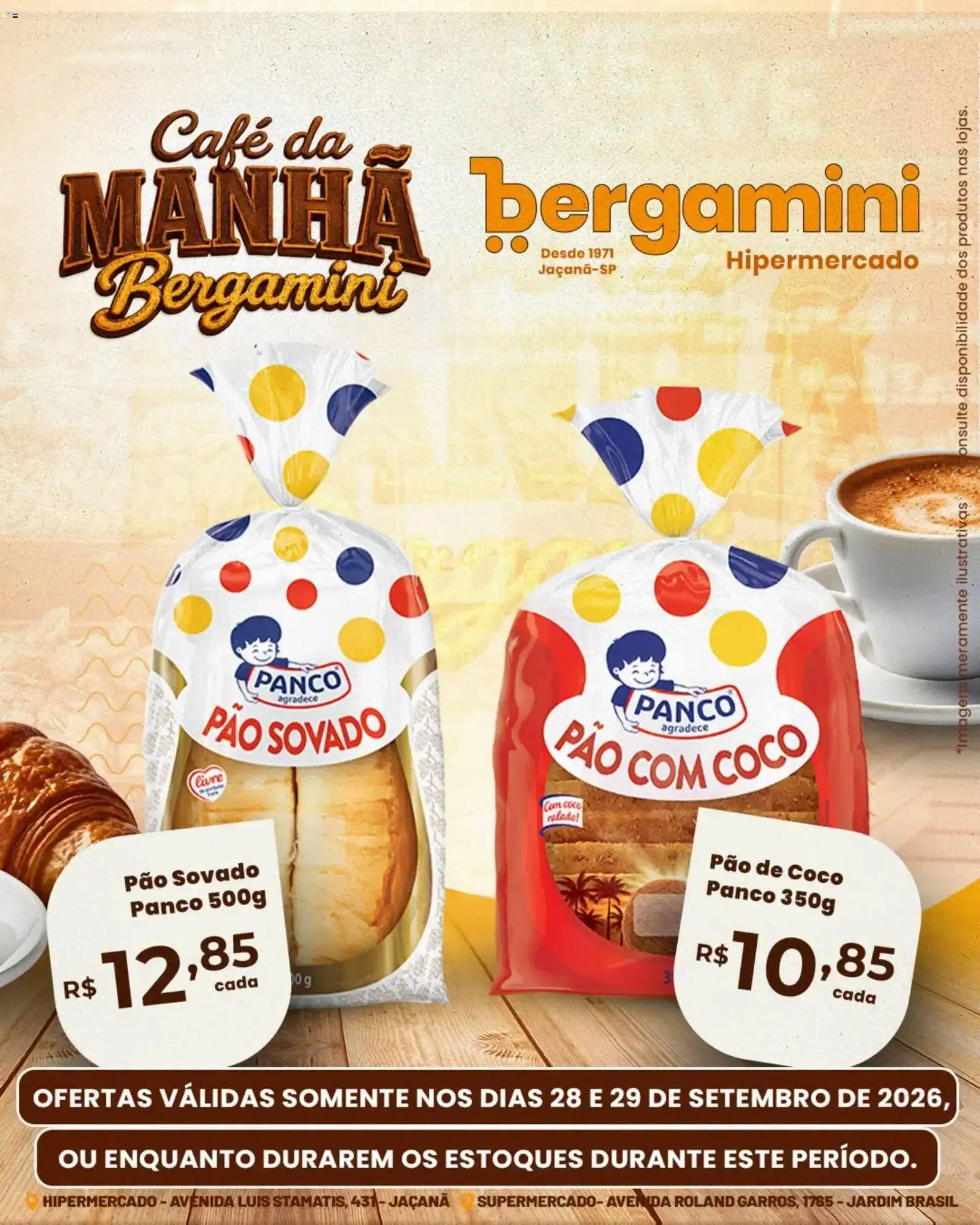Supermercado Bergamini Folheto - válido de 28/09/2026 | Página: 14 | Produtos: Coco, Pão, Café