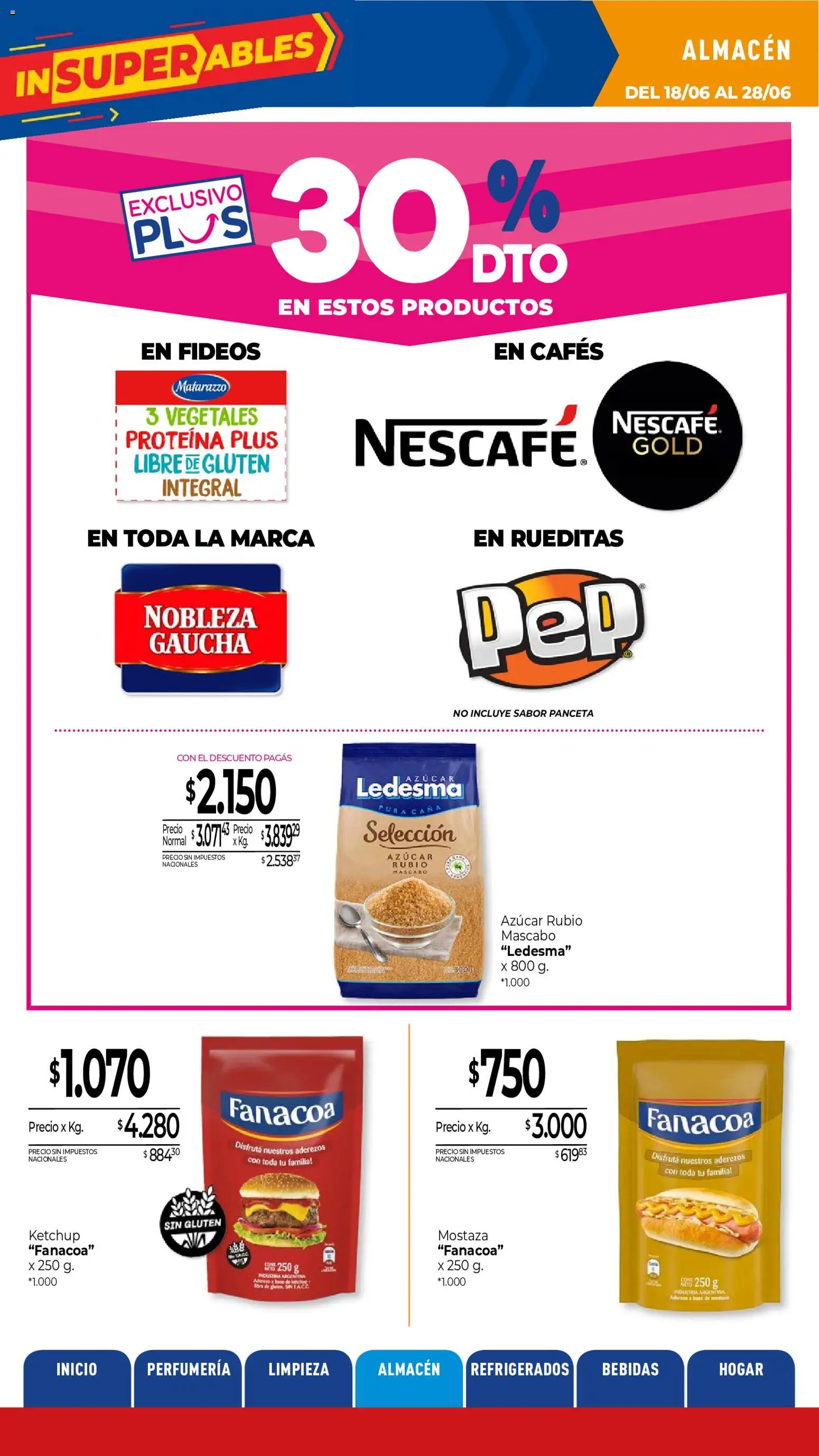 La Anonima catálogo │ válido desde el 18.06.2026 | Página: 14 | Productos: Azucar, Ketchup, Mostaza, Panceta