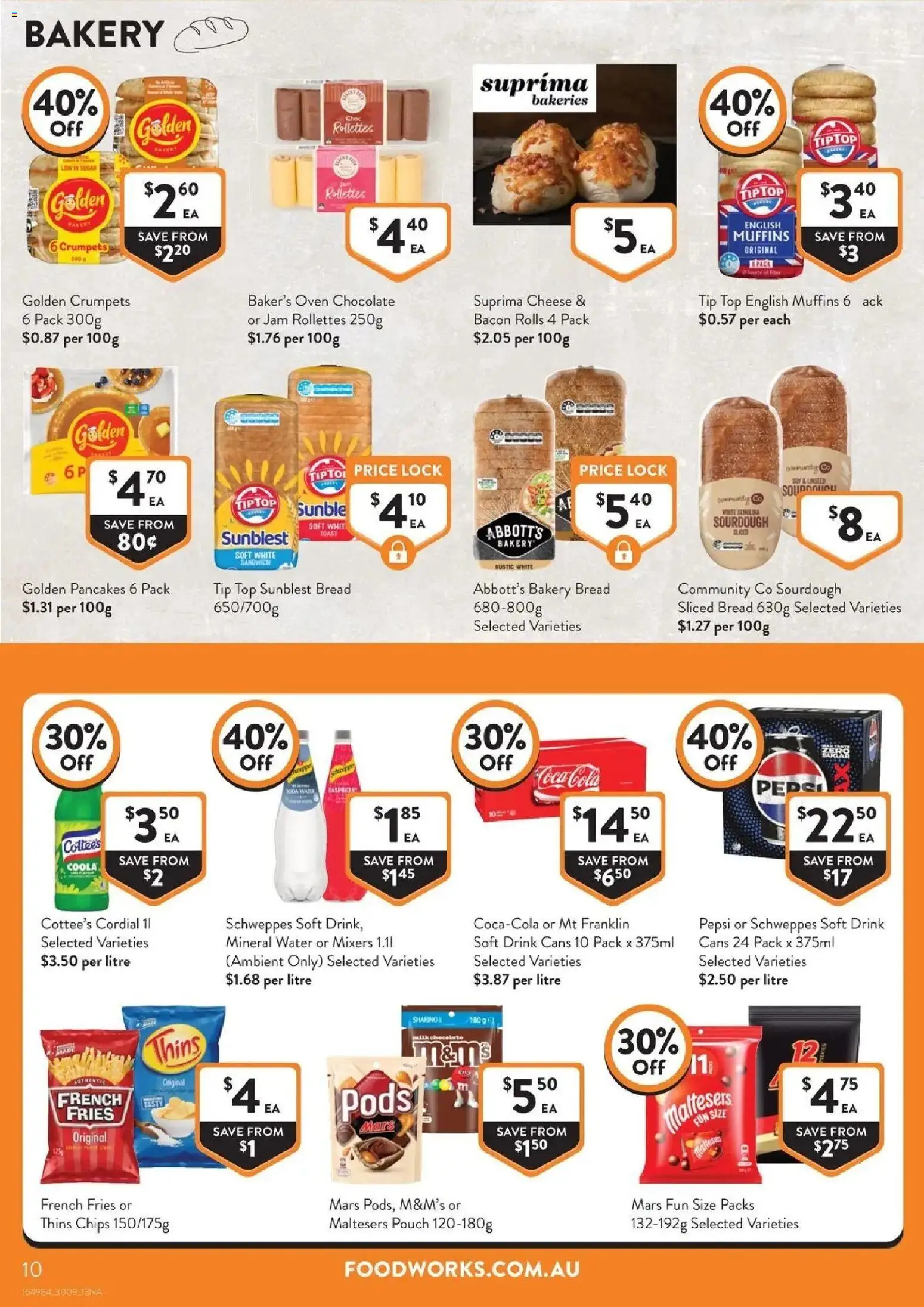 Foodworks catalogue Local NSW - 30/09/2026 > weekly / monthly specials | Page: 10 | Products: Bacon, Crumpets, Mineral water, Oven