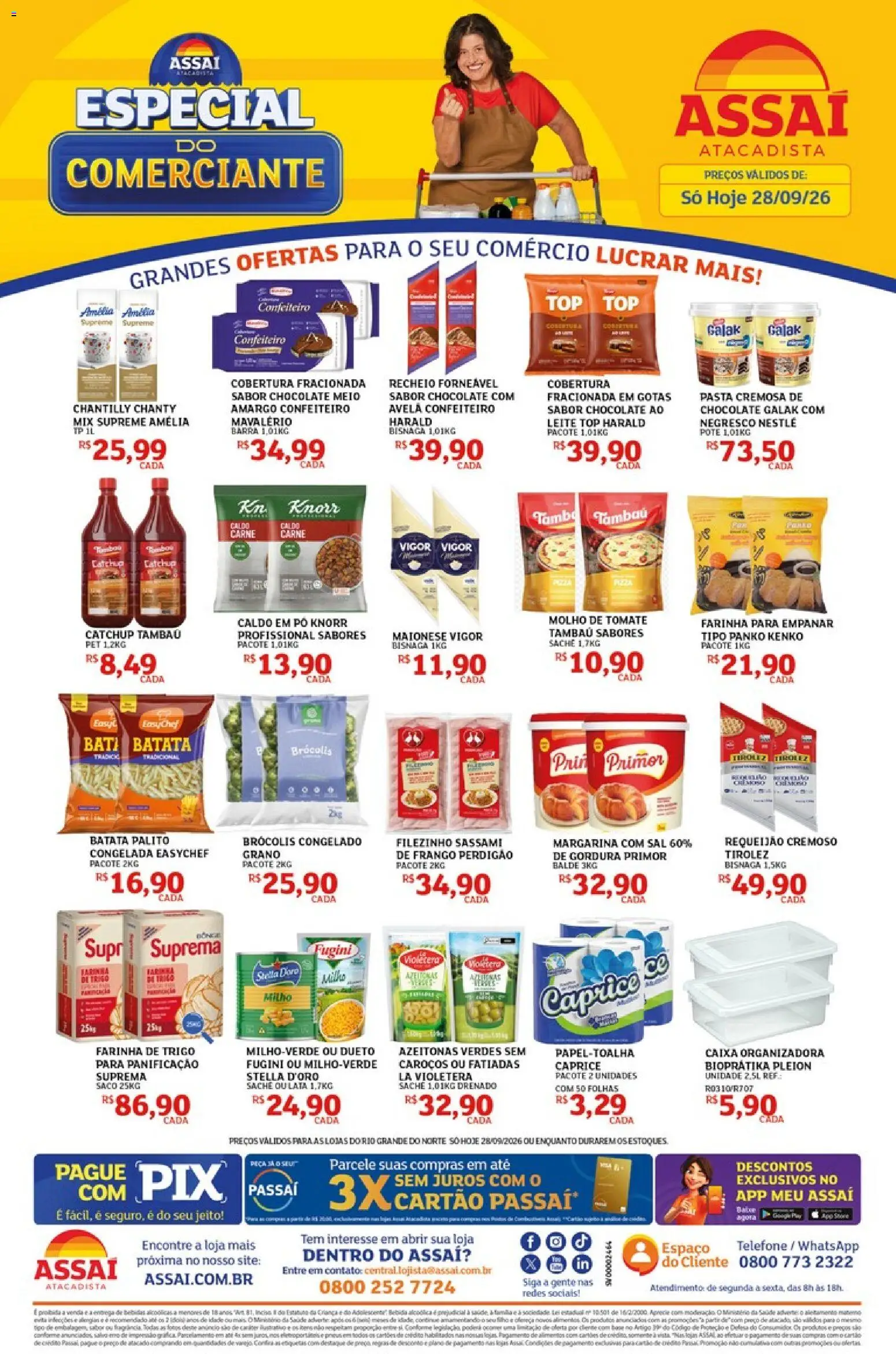 Assaí Atacadista Folheto - válido de 28/09/2026 | Página: 1 | Produtos: Pó, Pasta, Brócolis, Requeijão