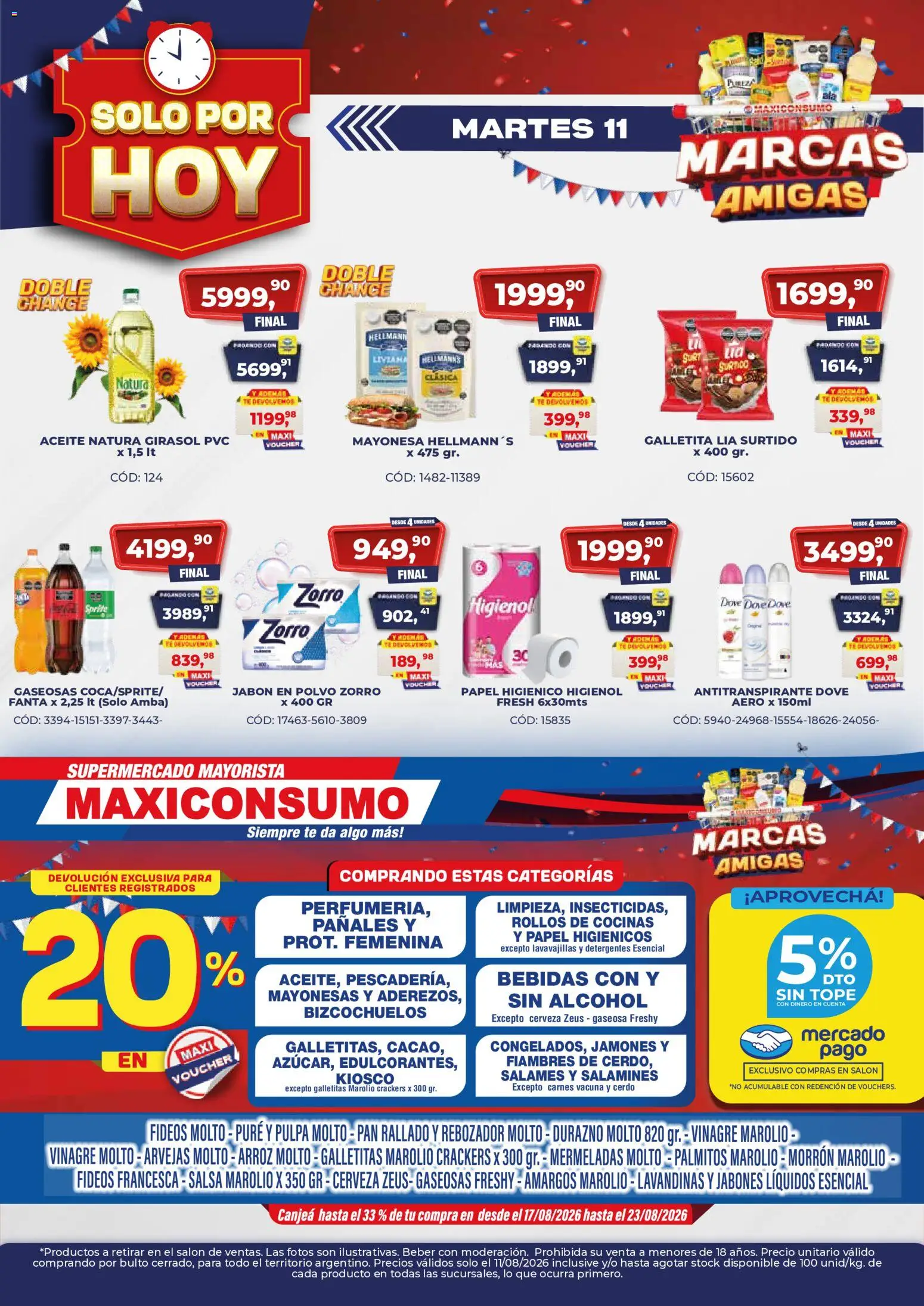 Maxiconsumo ofertas │ válido desde el 11/08/2026 | Página: 1 | Productos: Polvo, Gaseosa, Cerdo, Té