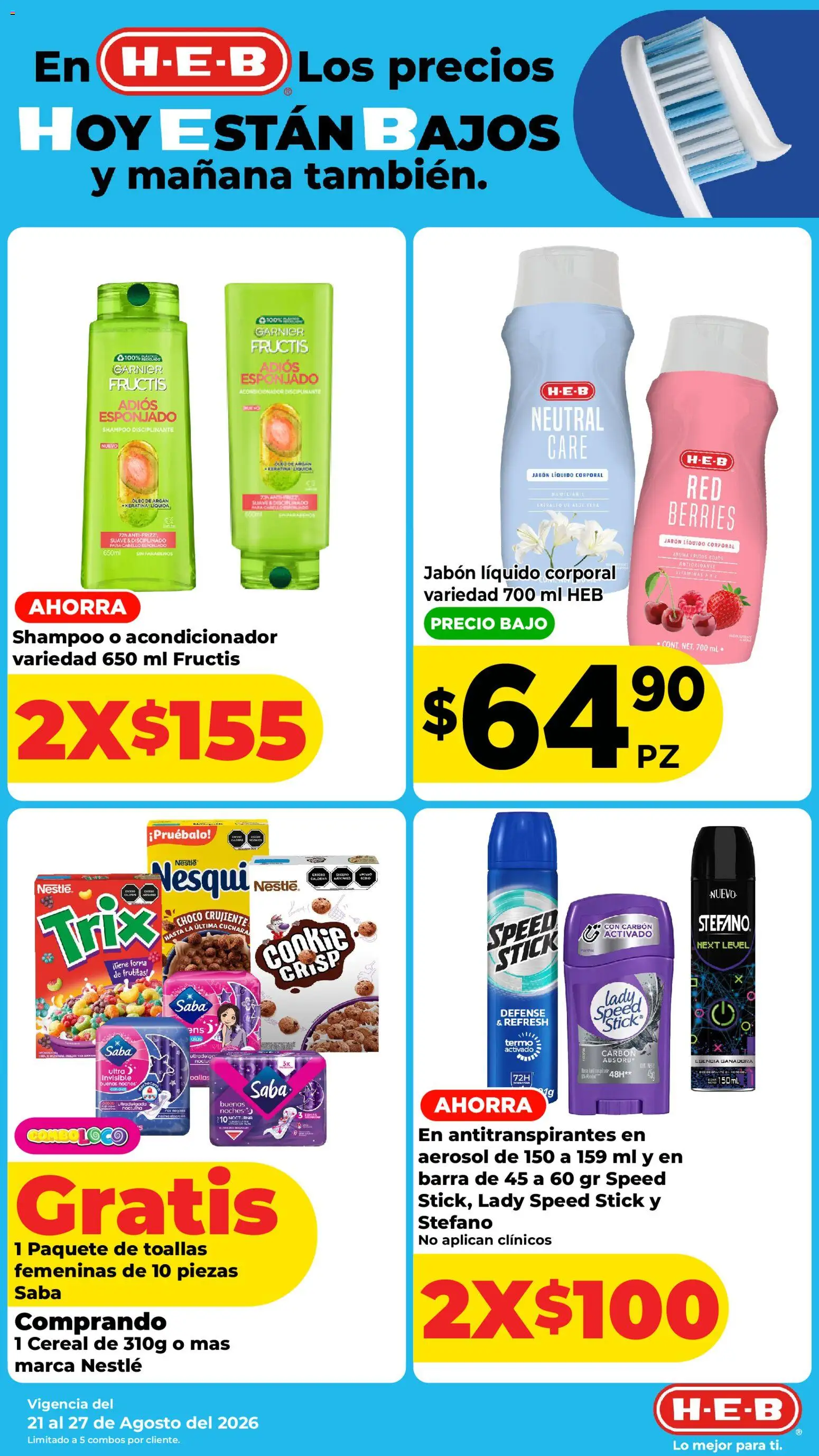 Nuevas ofertas de H-E-B válidas en toda la República Mexicana desde el 21/08/2026. ¡Encuentra las mejores ofertas en H-E-B folleto! | Página: 8 | Productos: Jabón líquido, Carbón activado, Acondicionador, Jabón