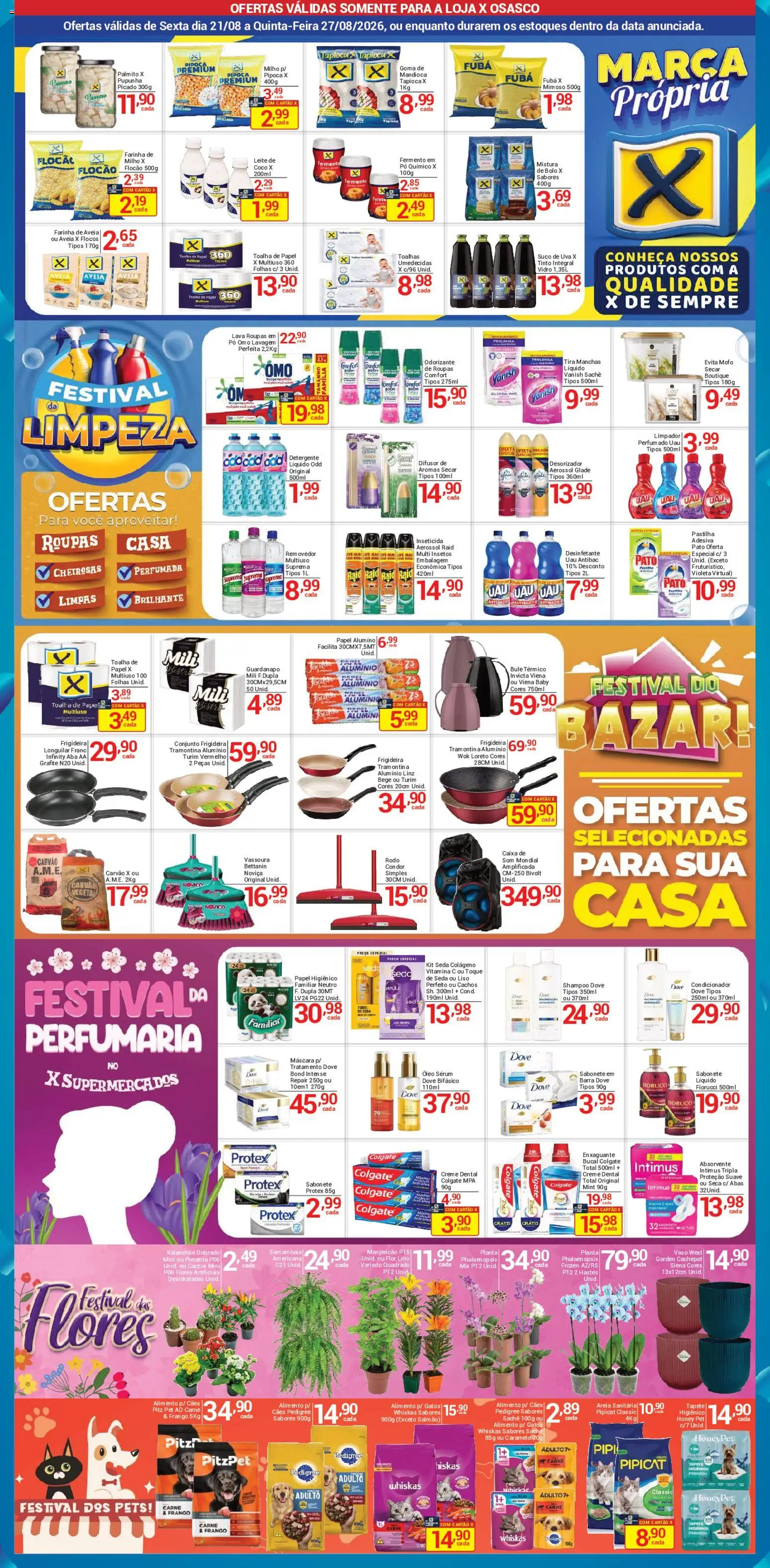 X Supermercados Folheto - válido de 21/08/2026 | Página: 3 | Produtos: Salmão, Flores, Aveia, Dove