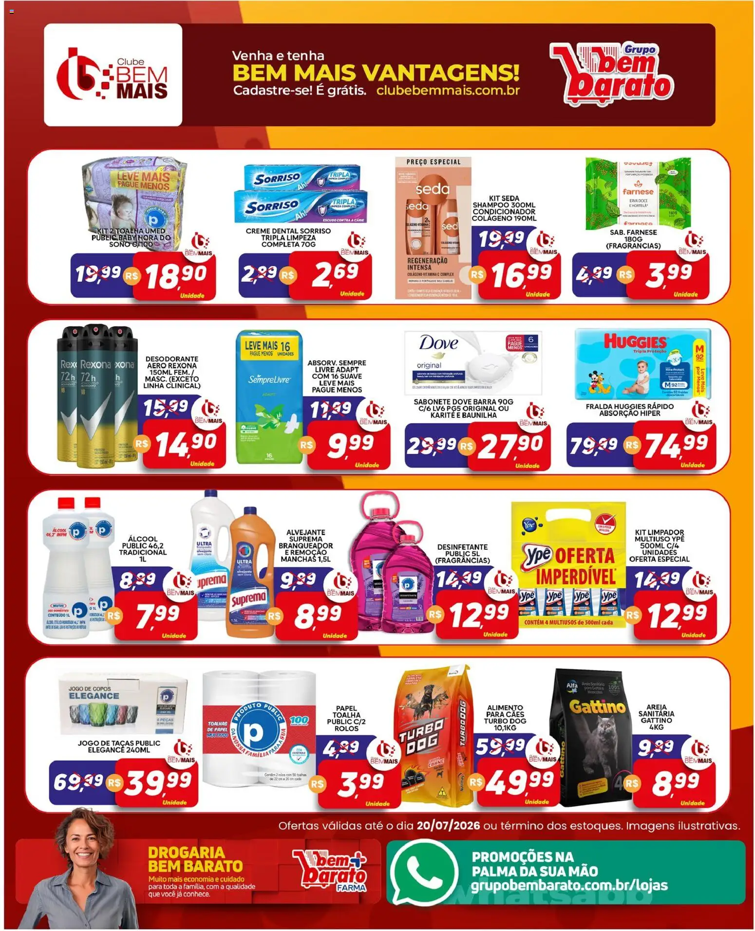 Supermercado Bem Barato Folheto - válido de 14/07/2026 | Página: 5 | Produtos: Taças, Copos, Creme dental, Desinfetante