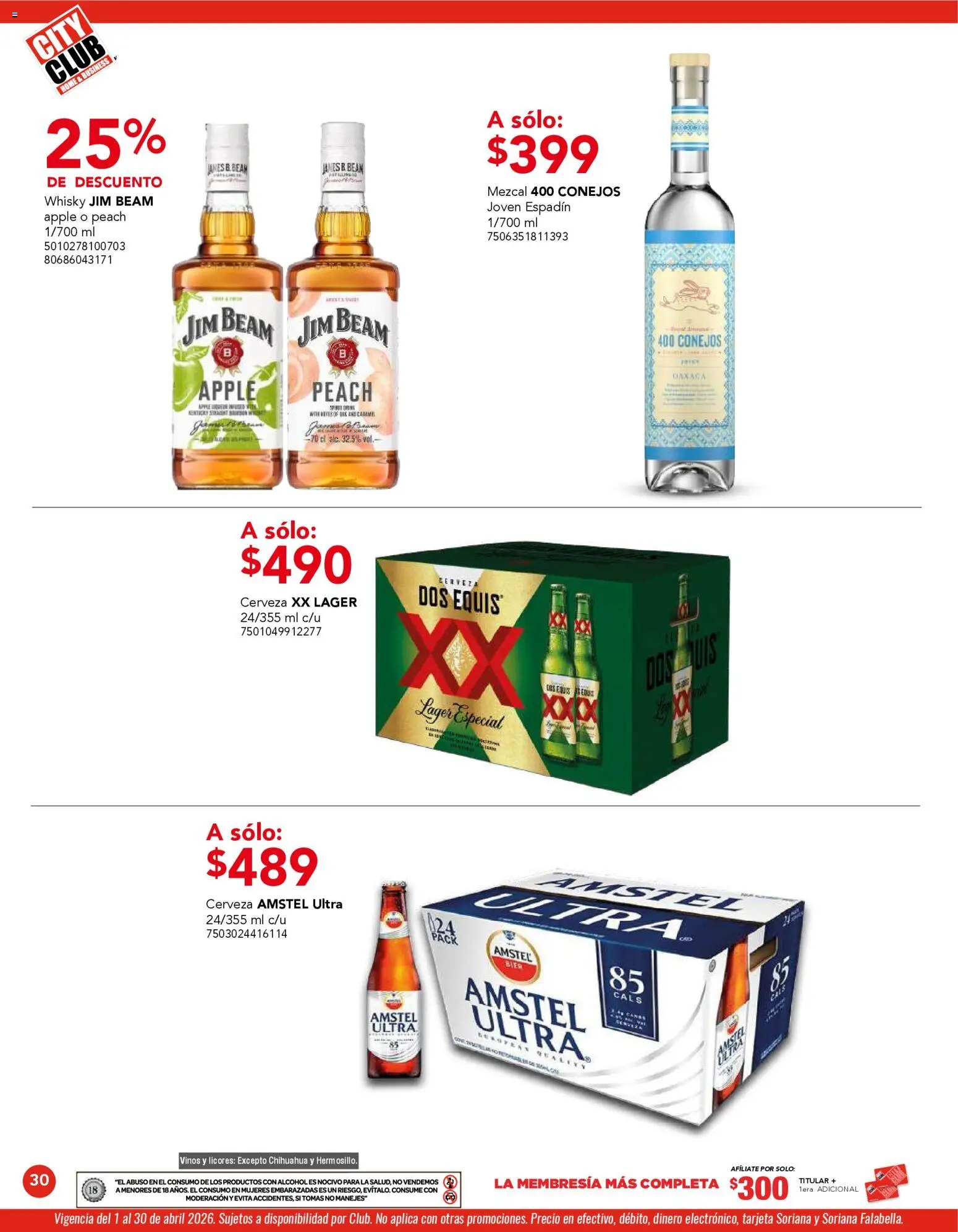 Nuevas ofertas de City Club válidas en toda la República Mexicana desde el 01.04.2026. ¡Encuentra las mejores ofertas en City Club catálogo! | Página: 30 | Productos: Cerveza, Whisky