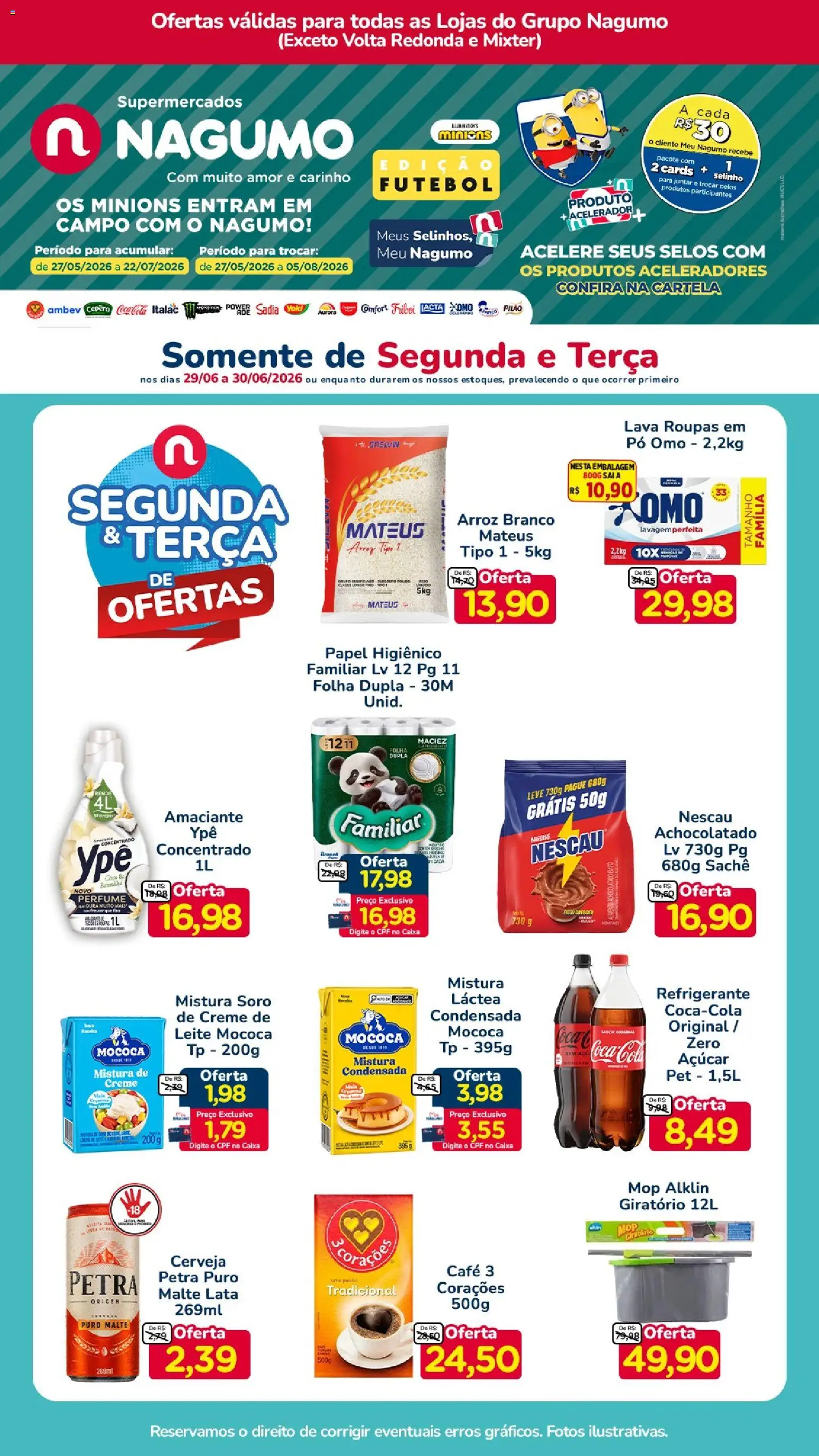 Nagumo Folheto - válido de 29/06/2026 | Página: 1 | Produtos: Caixa, Arroz, Roupas, Açúcar