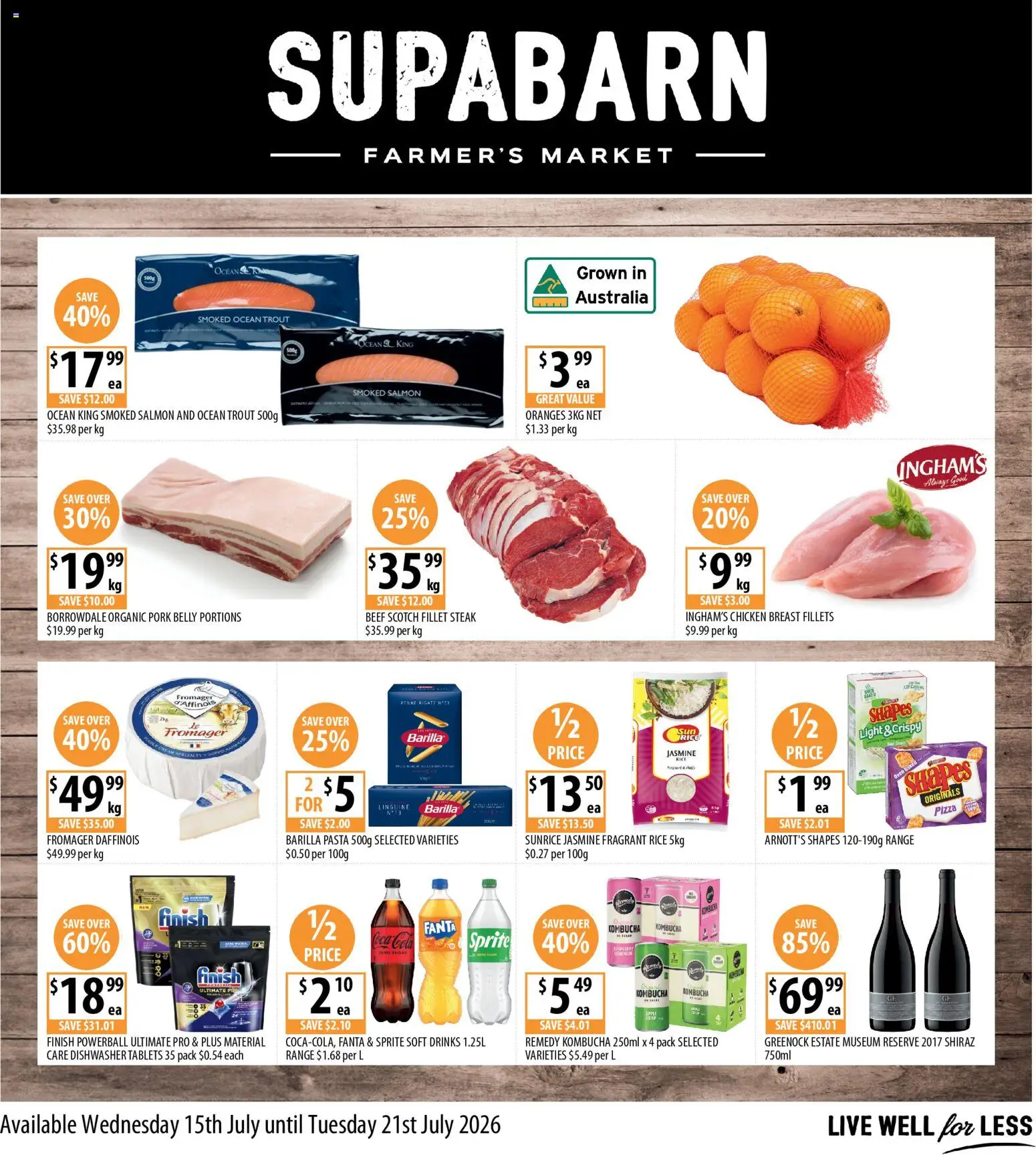 Supabarn catalogue - valid from 15/07/2026 | Page: 1 | Products: Pork, Rice, Chicken breast, Fillet