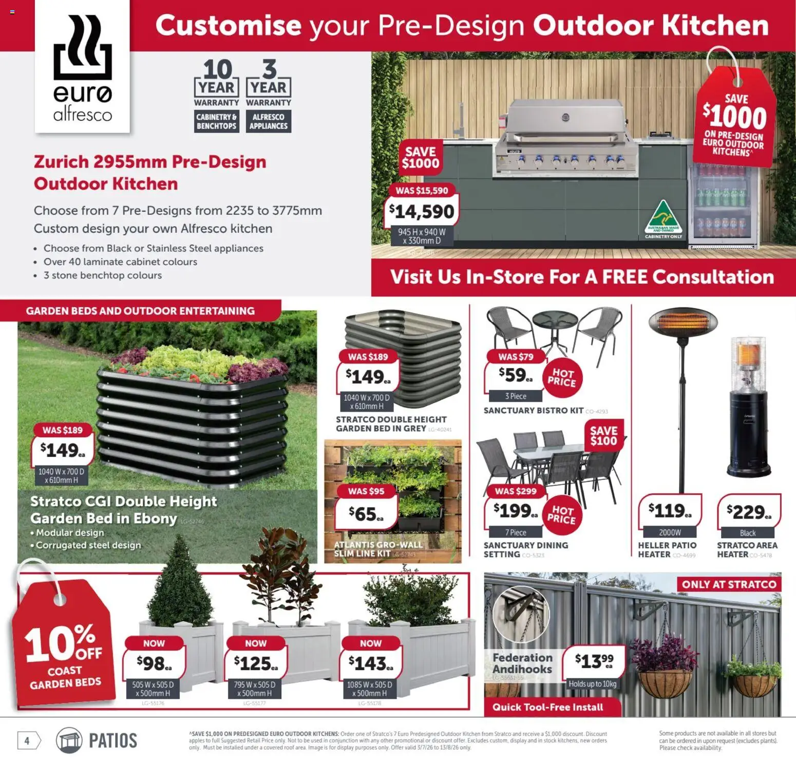 Stratco catalogue - valid from 03/07/2026 | Page: 4 | Products: Cabinet, Heater, Apples, Bed