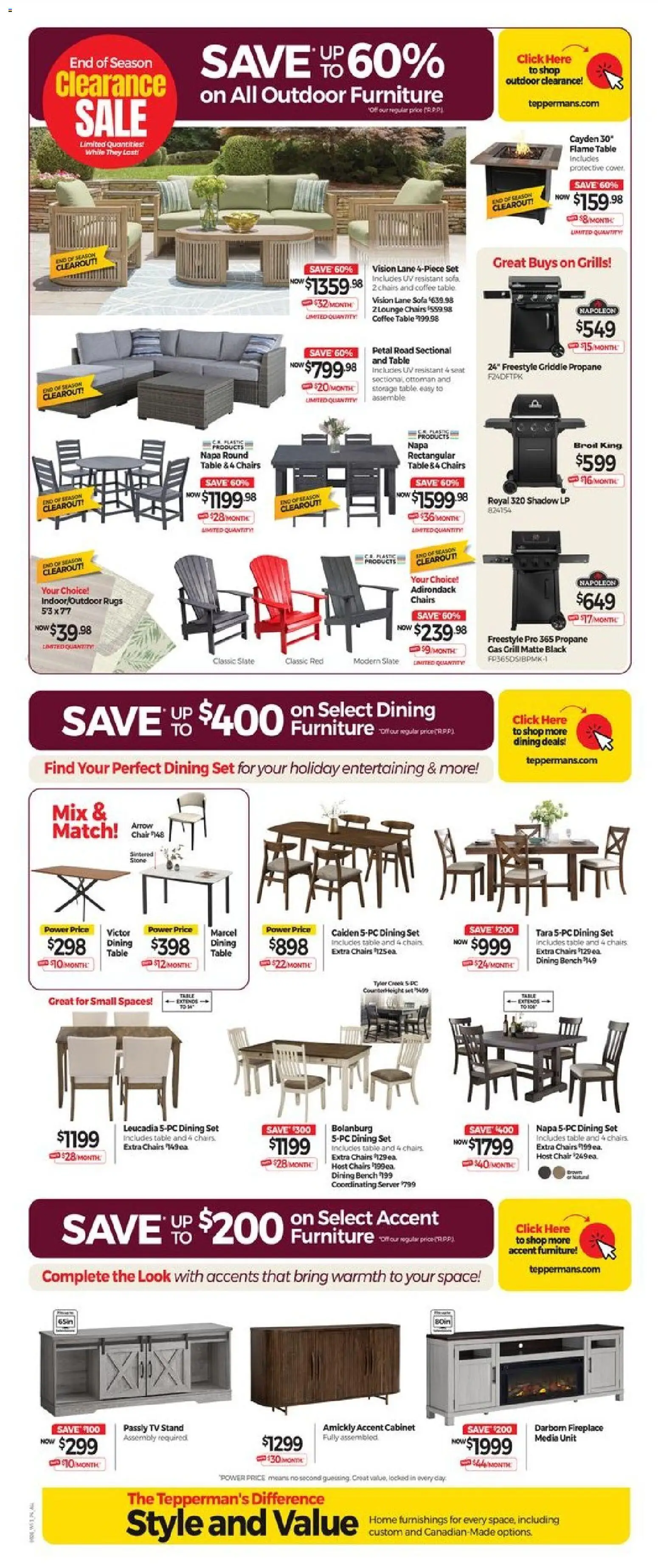 Tepperman's flyer valid from Aug 28, 2026 | Page: 4 | Products: Coffee table, Table, Coffee, Chairs