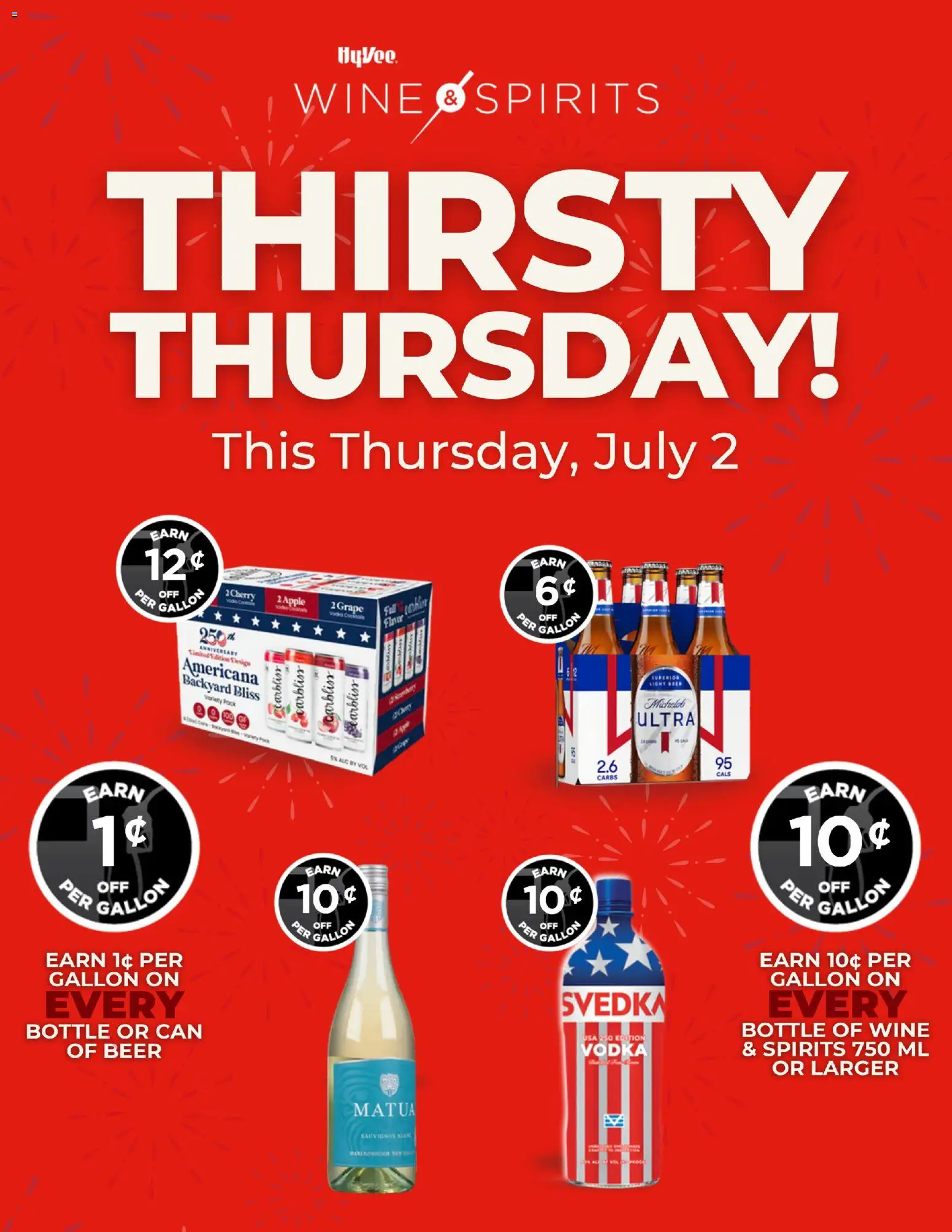 HyVee Thirsty Thursday - valid from 07/02/2026 | Page: 1 | Products: Wine, Beer, Vodka
