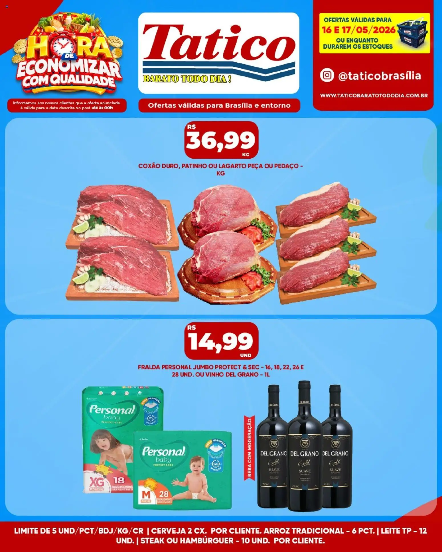 Tatico Folheto - válido de 16.05.2026 | Página: 15 | Produtos: Leite, Vinho, Arroz, Hambúrguer