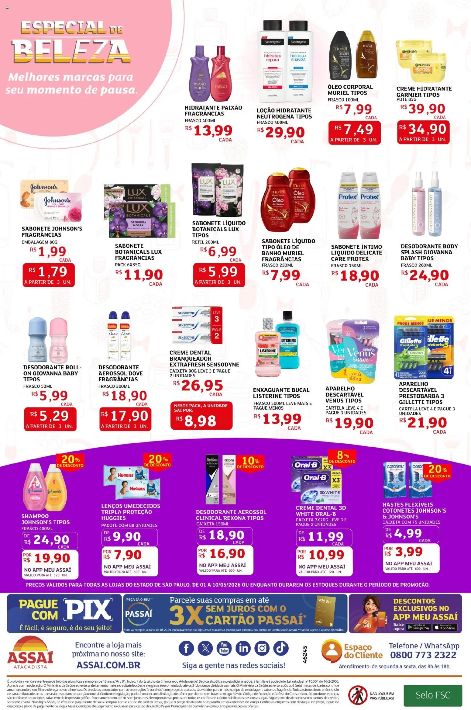 Assaí Atacadista Folheto - válido de 01.05.2026 | Página: 2 | Produtos: Desodorante, Enxaguante bucal, Base, Creme dental