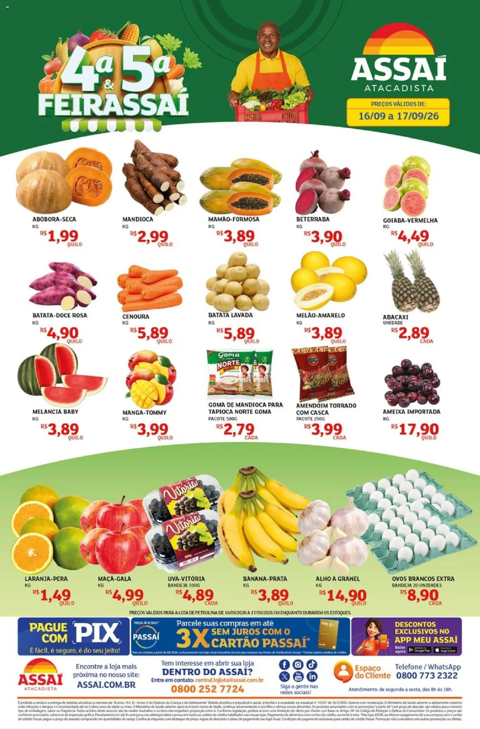Assaí Atacadista Folheto - válido de 16/09/2026 | Página: 1 | Produtos: Amendoim, Beterraba, Tapioca, Abacaxi