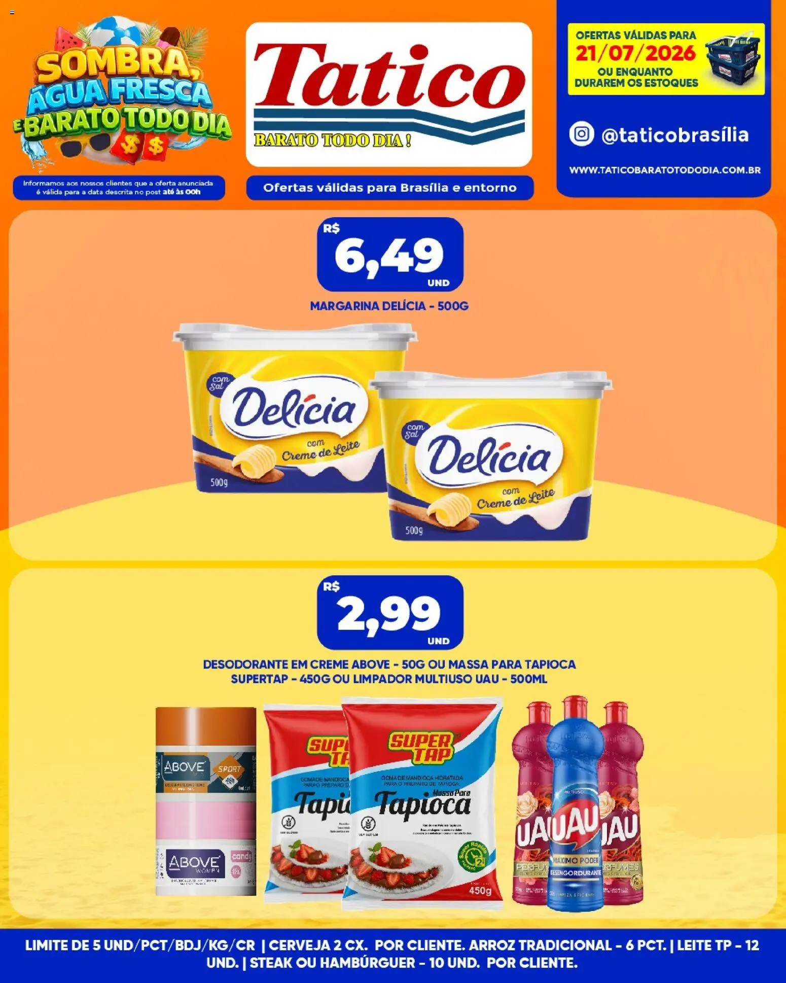 Tatico Folheto - válido de 21/07/2026 | Página: 4 | Produtos: Mandioca, Tapioca, Cerveja, Arroz