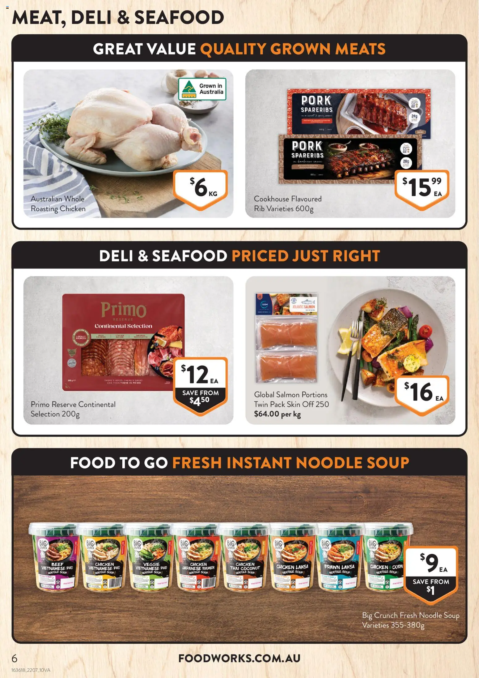 Foodworks catalogue - valid from 22/07/2026 | Page: 6 | Products: Chicken, Salmon, Soup, Seafood