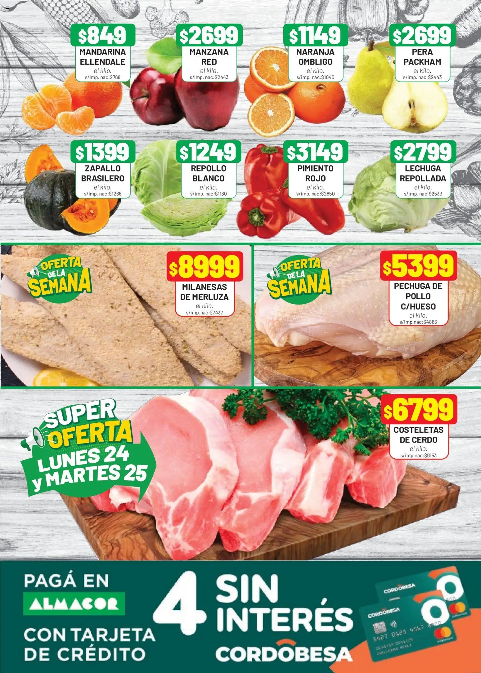 Almacor catálogo │ válido desde el 20/08/2026 | Página: 3 | Productos: Milanesas, Pollo, Pera, Lechuga