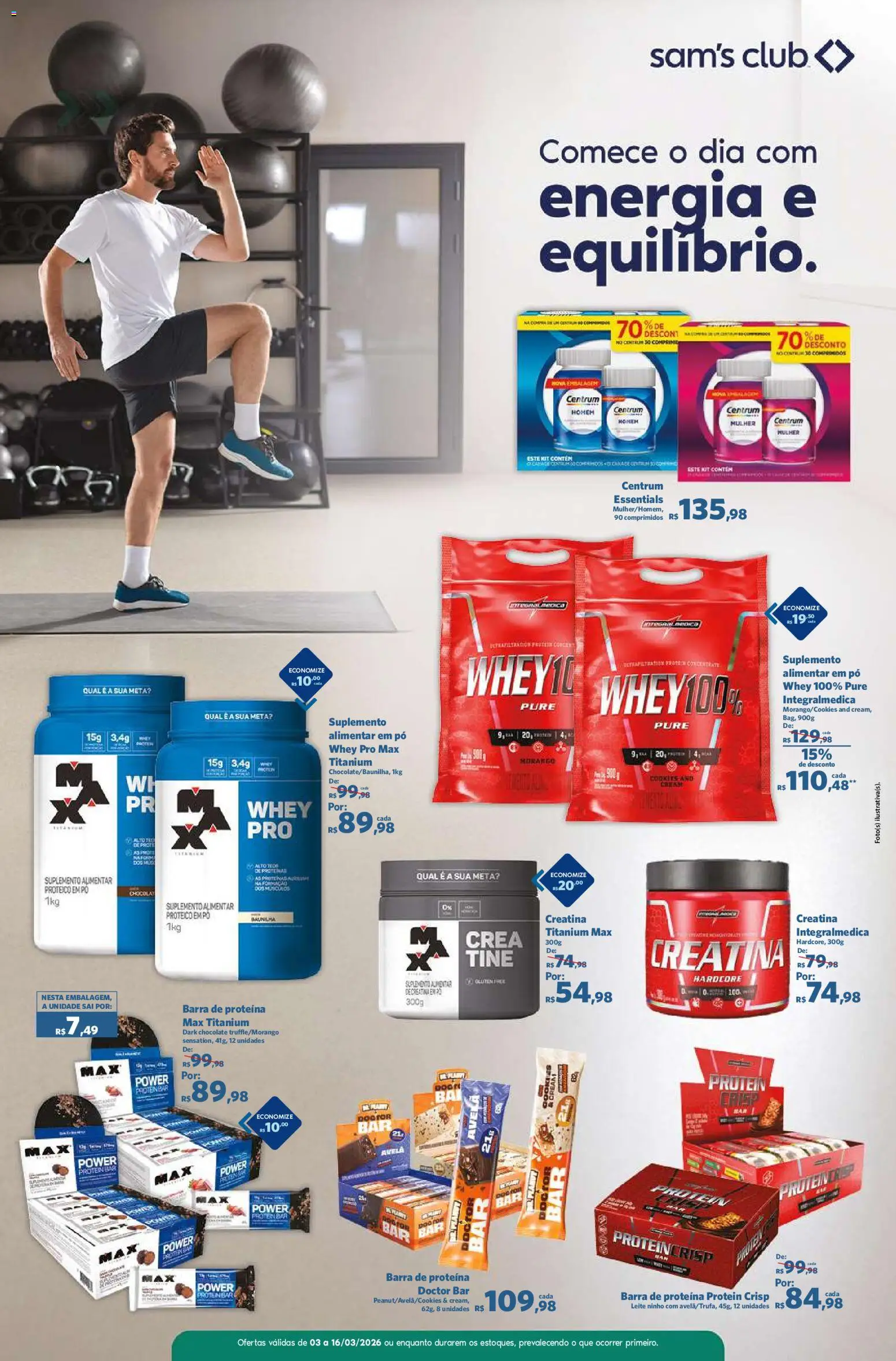 Sam's Club Folheto - válido de 03.03.2026 | Página: 2 | Produtos: Creatina, Leite, Barra de proteína, Avelã