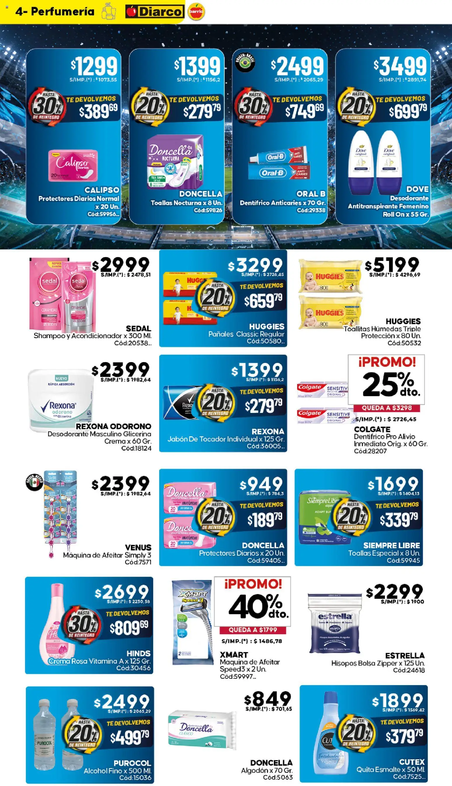 Diarco - Ofertas Diarco Barrio │ válido desde el 15.06.2026 | Página: 4 | Productos: Algodón, Maquina de afeitar, Desodorante, Pañales