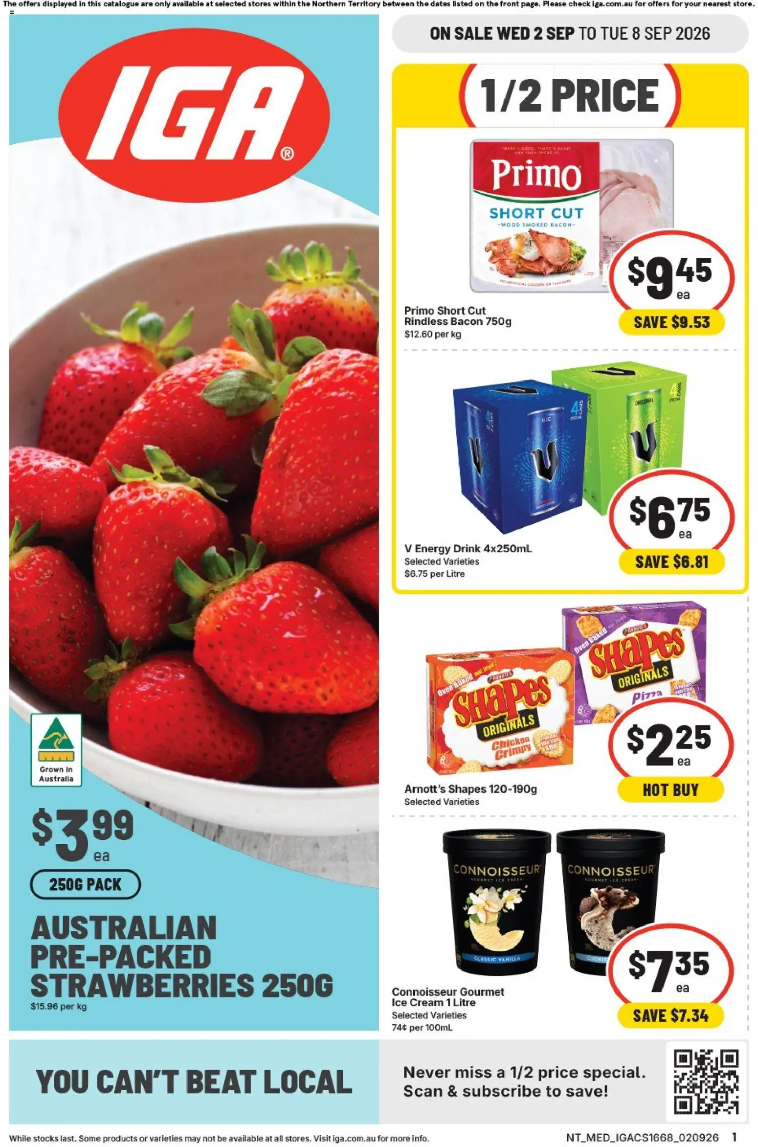 IGA catalogue - valid from 02/09/2026 | Page: 1 | Products: Bacon, Ice cream, Ice, Vanilla