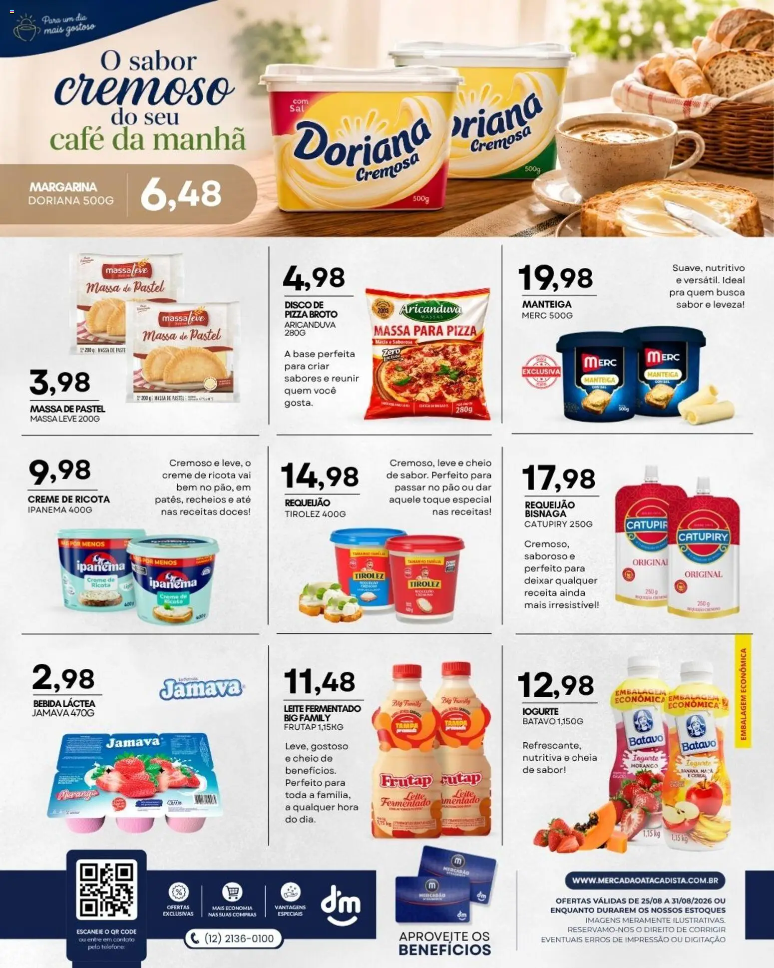 Mercadão Atacadista Folheto - válido de 25/08/2026 | Página: 6 | Produtos: Leite, Base, Catupiry, Requeijão