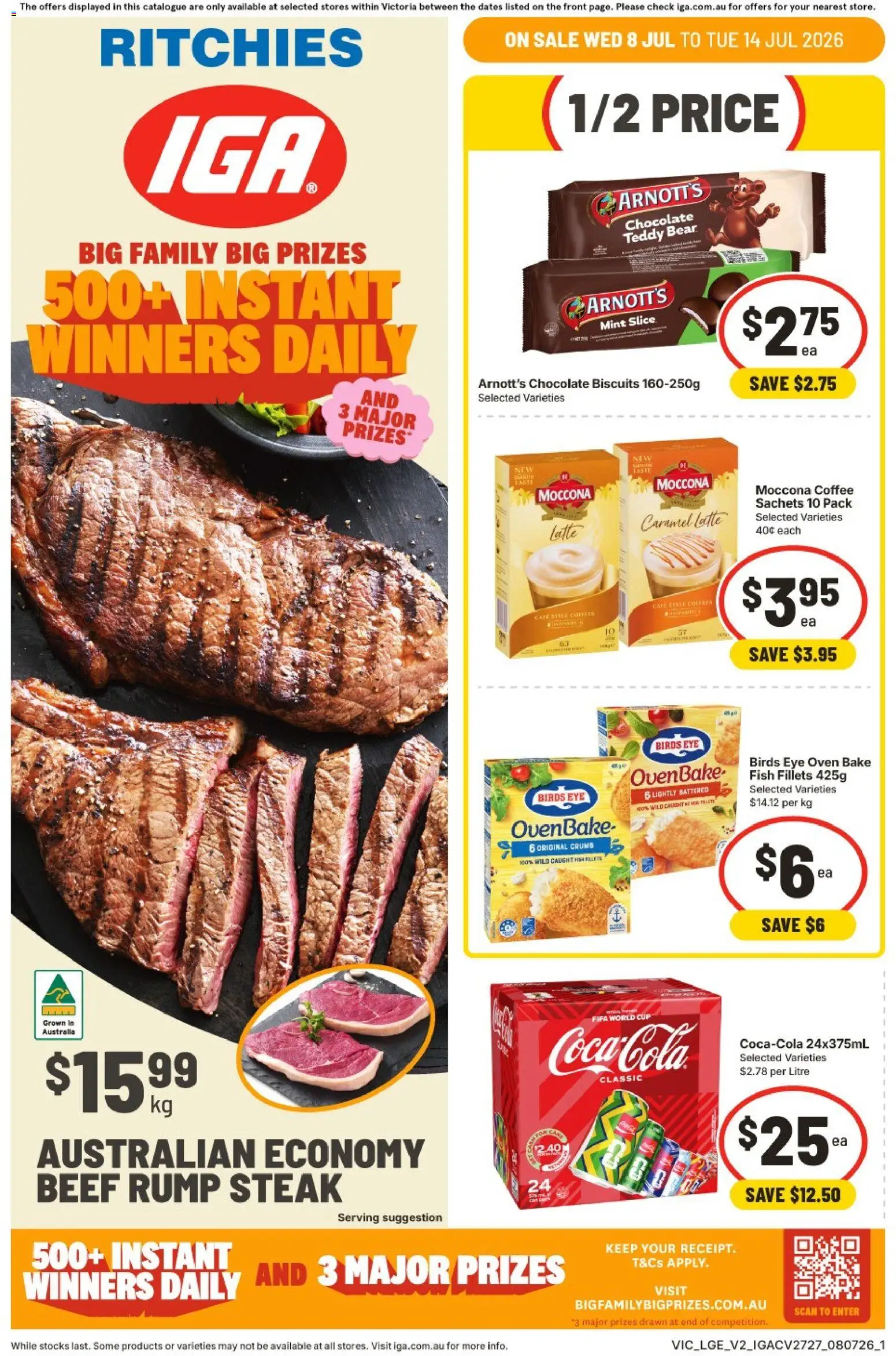 Ritchies catalogue - valid from 08/07/2026 | Page: 1 | Products: Chocolate, Biscuits, Steak, Moccona