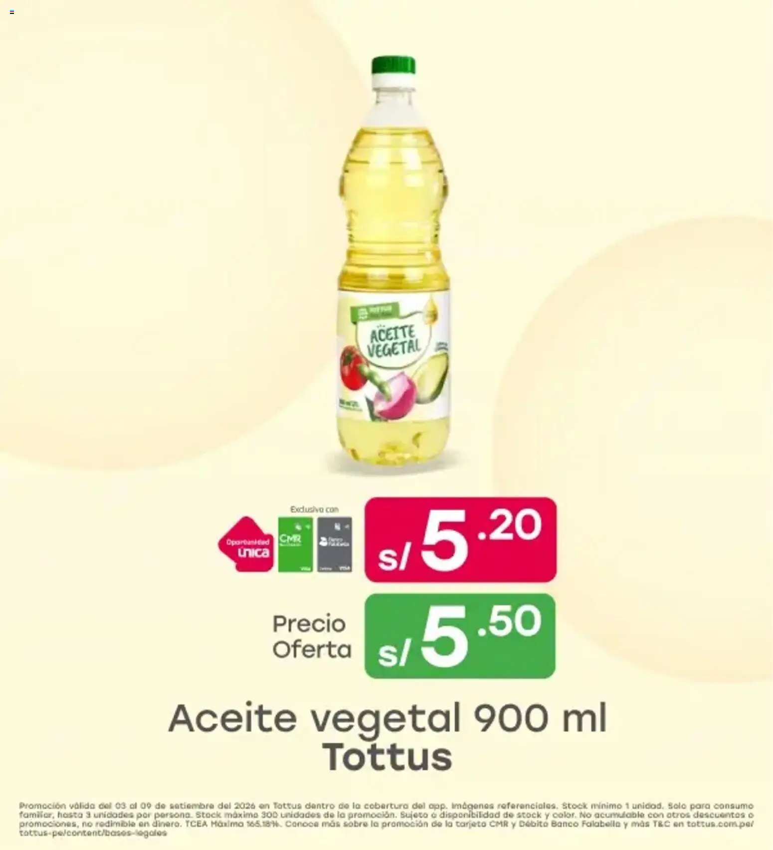 Catálogo Tottus válido desde 03/09/2026 | Página: 6 | Productos: Aceite vegetal, Aceite