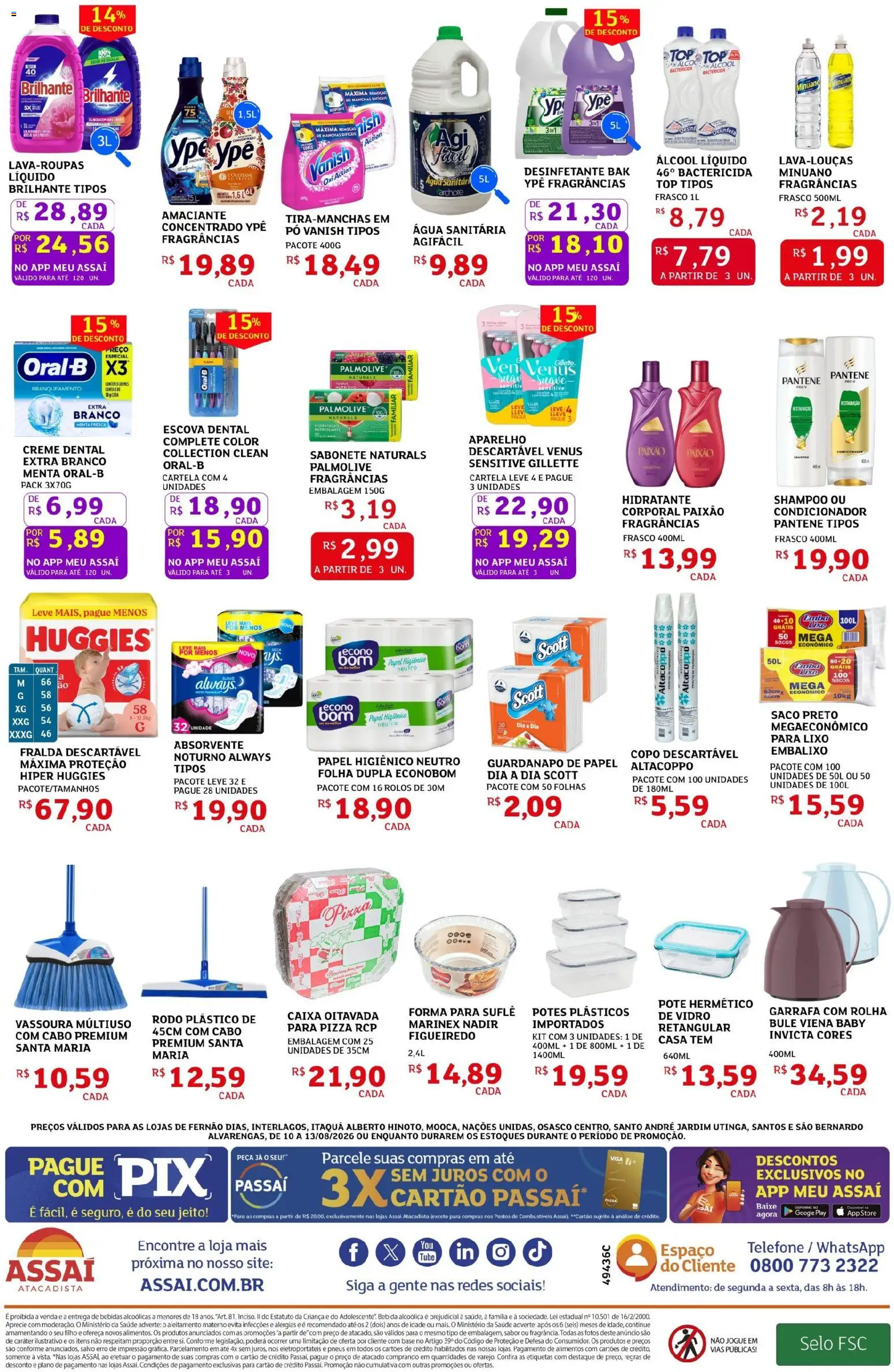 Assaí Atacadista Folheto - válido de 10/08/2026 | Página: 4 | Produtos: Pó, Água, Creme, Rodo