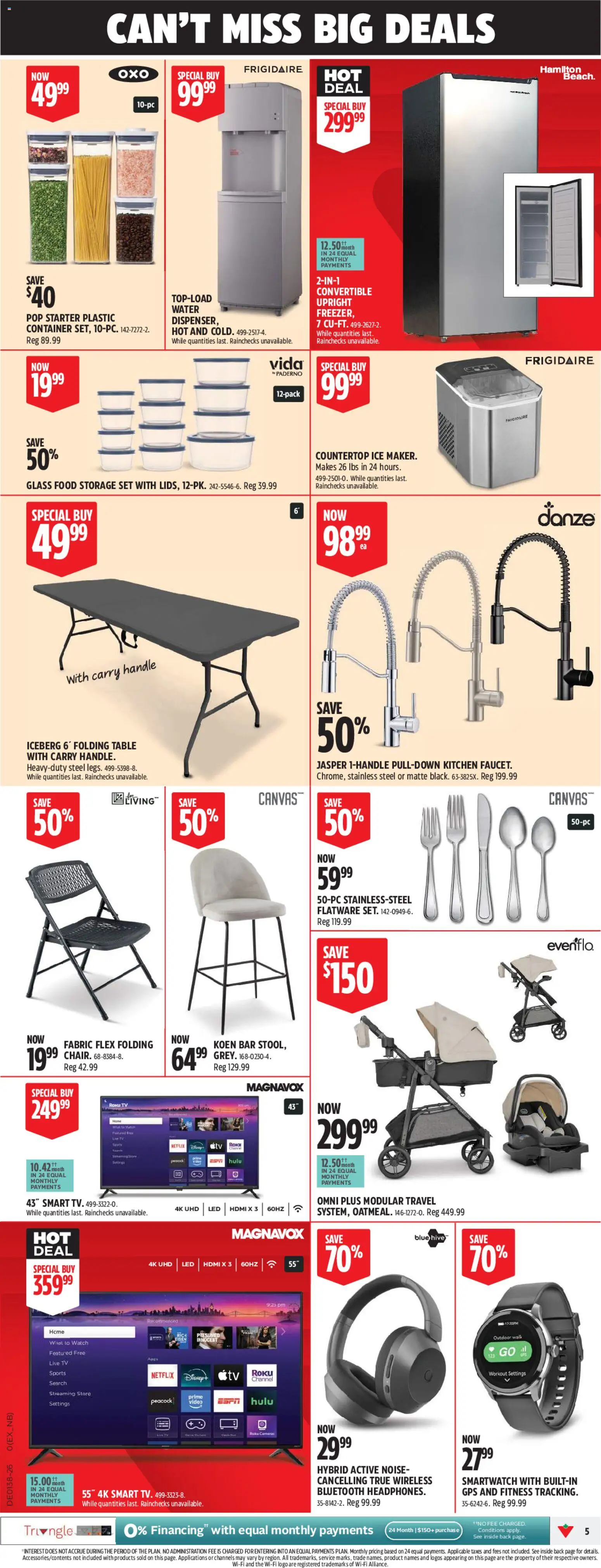 Canadian Tire flyer valid from Sep 17, 2026 | Page: 7 | Products: Watch, Tv, Water, Table